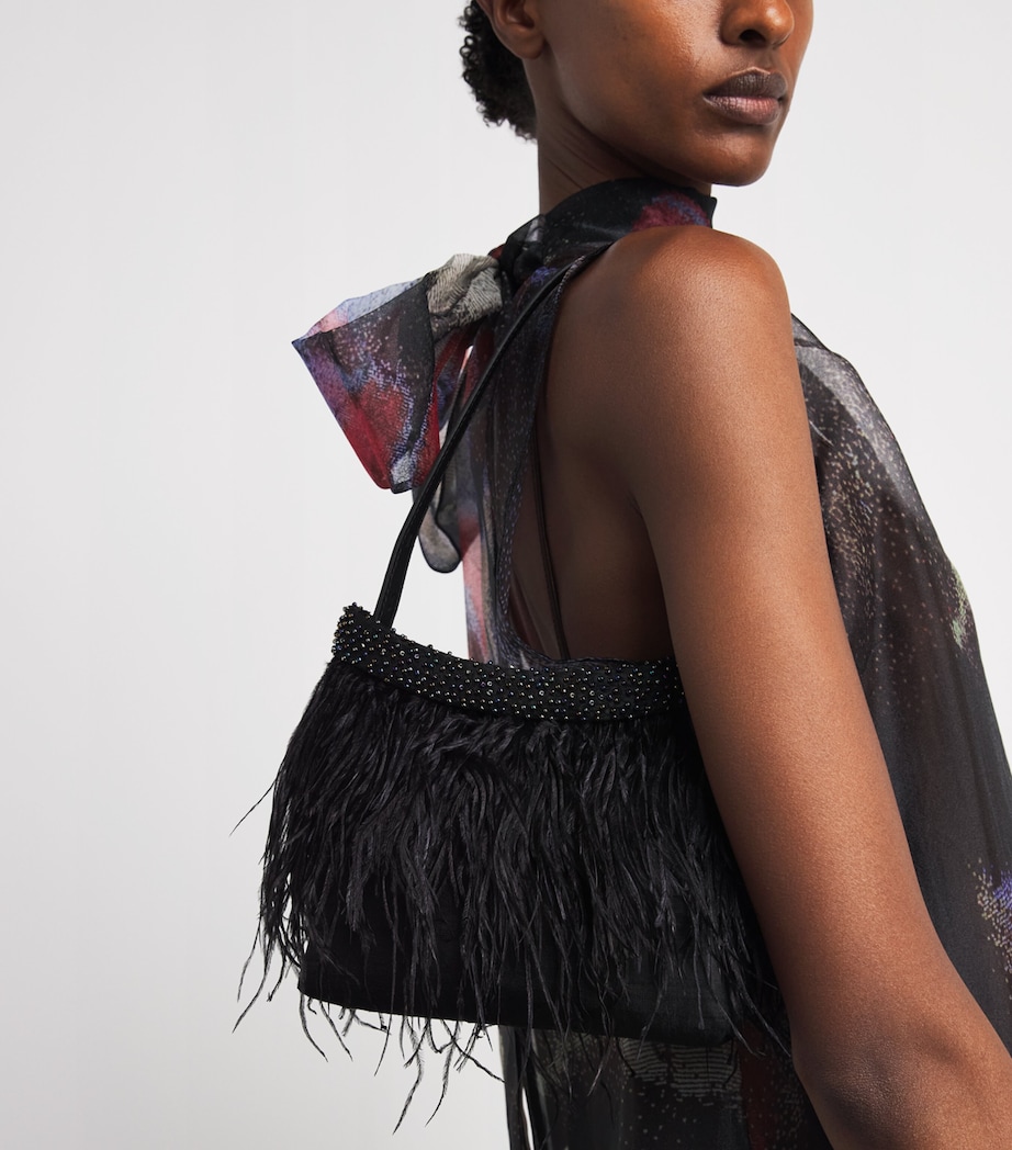 STAUD Satin Feather Winslow Shoulder Bag Blk Black Image 2
