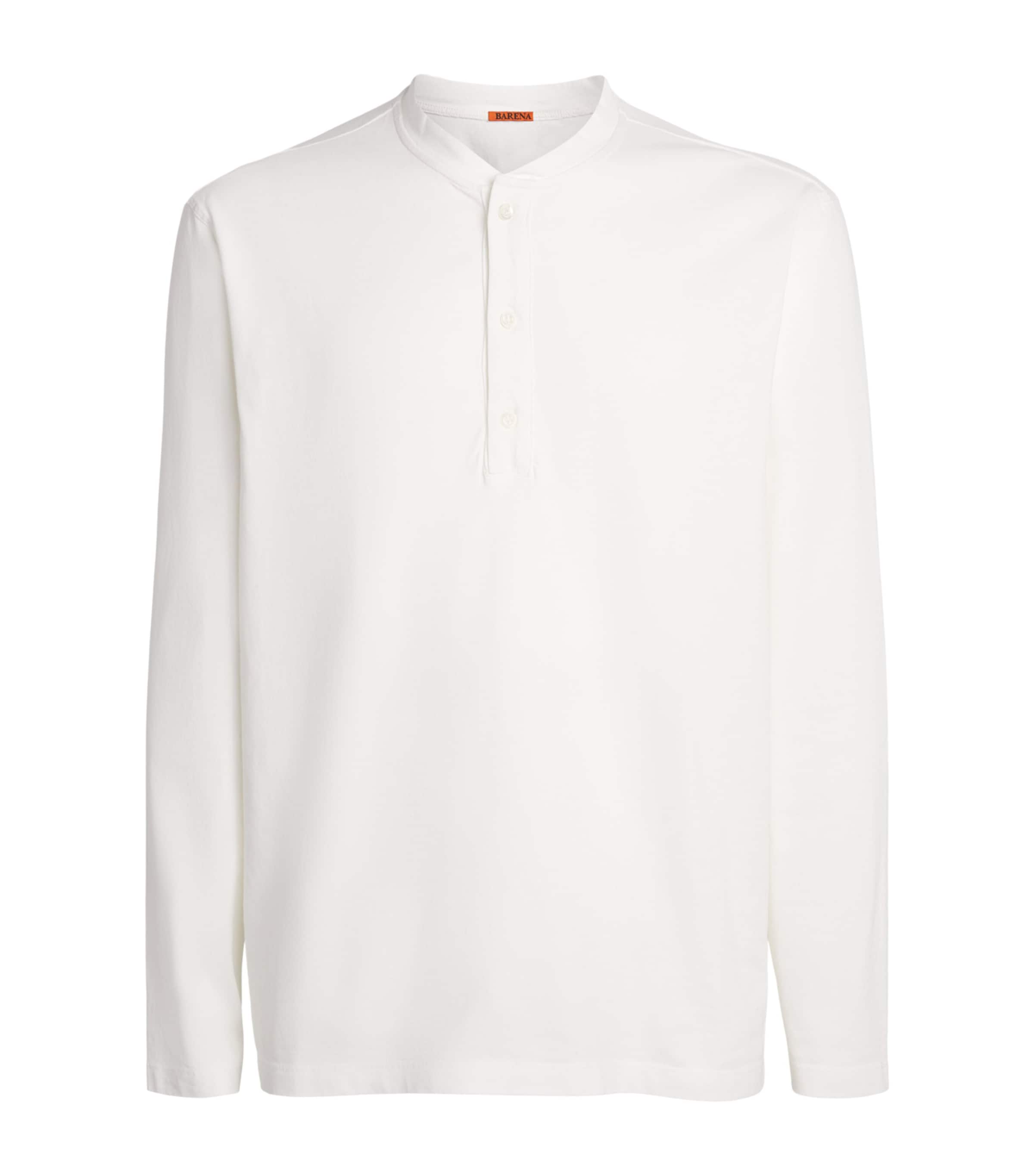 Barena Mens Cotton Jersey Henley Top Bianco Image 1