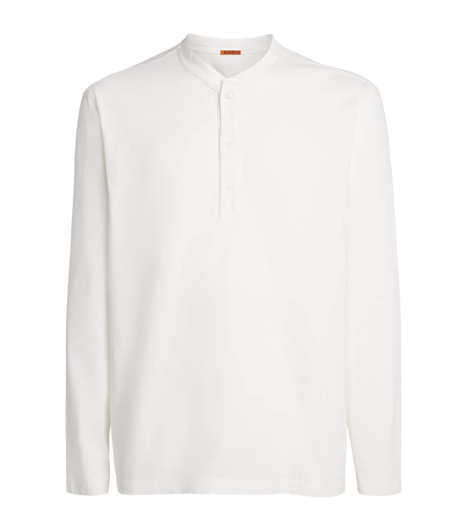 Barena Mens Cotton Jersey Henley Top Bianco Image 1