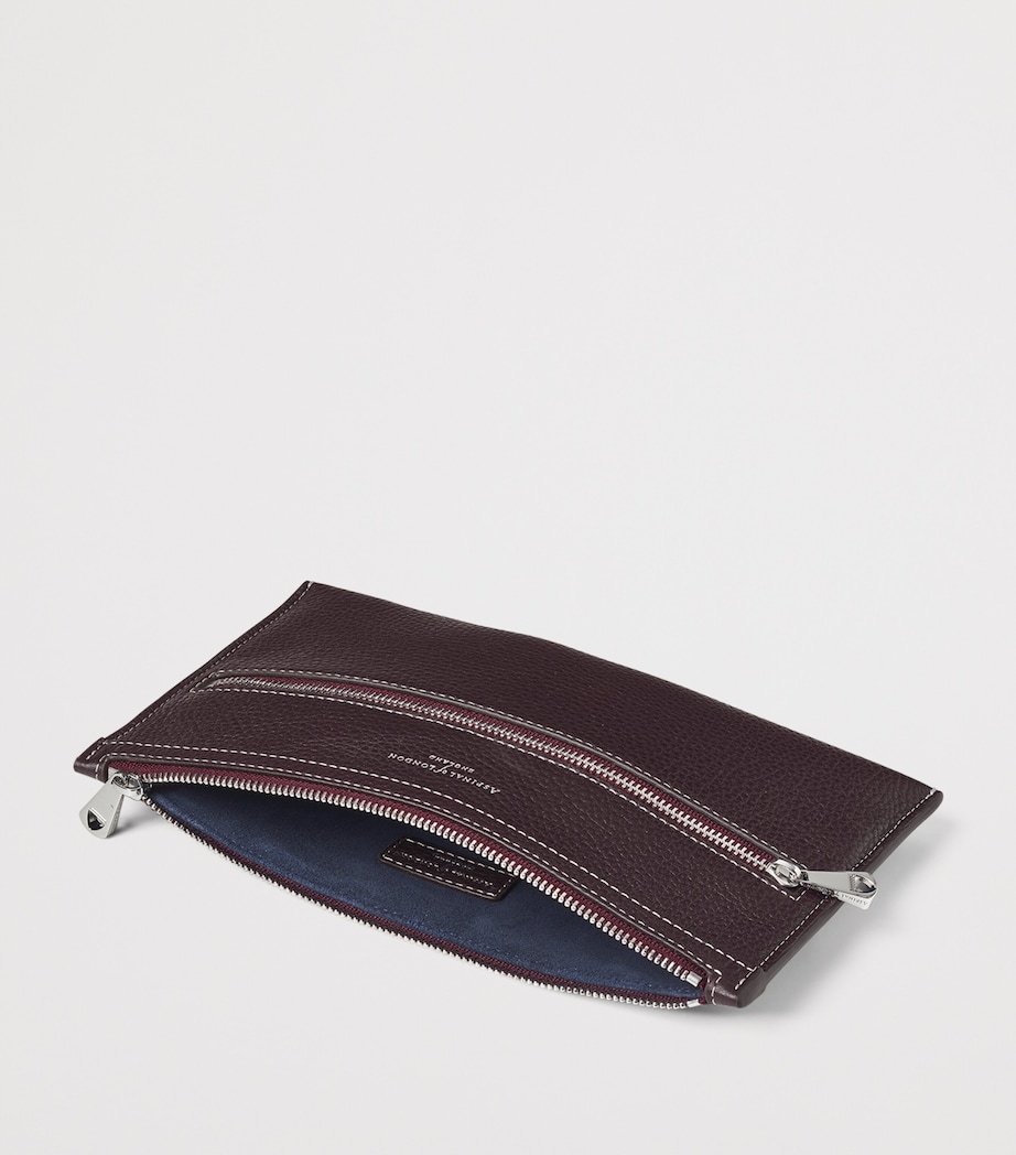 Aspinal Of London Grained Leather Hudson Travel Pouch Wine Image 5