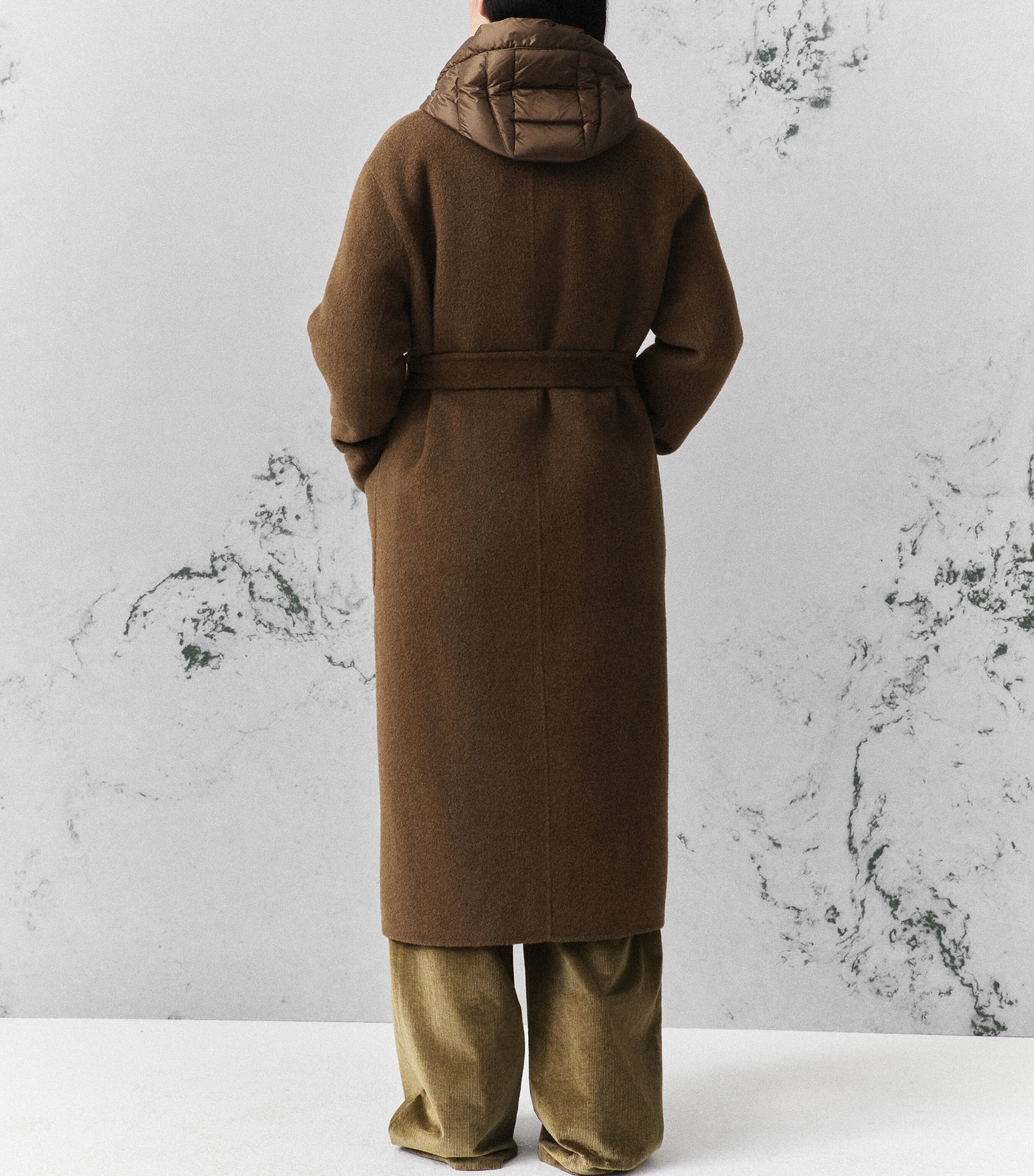 Marella Womens Wool-Alpaca Layered Coat Oil Green Image 3