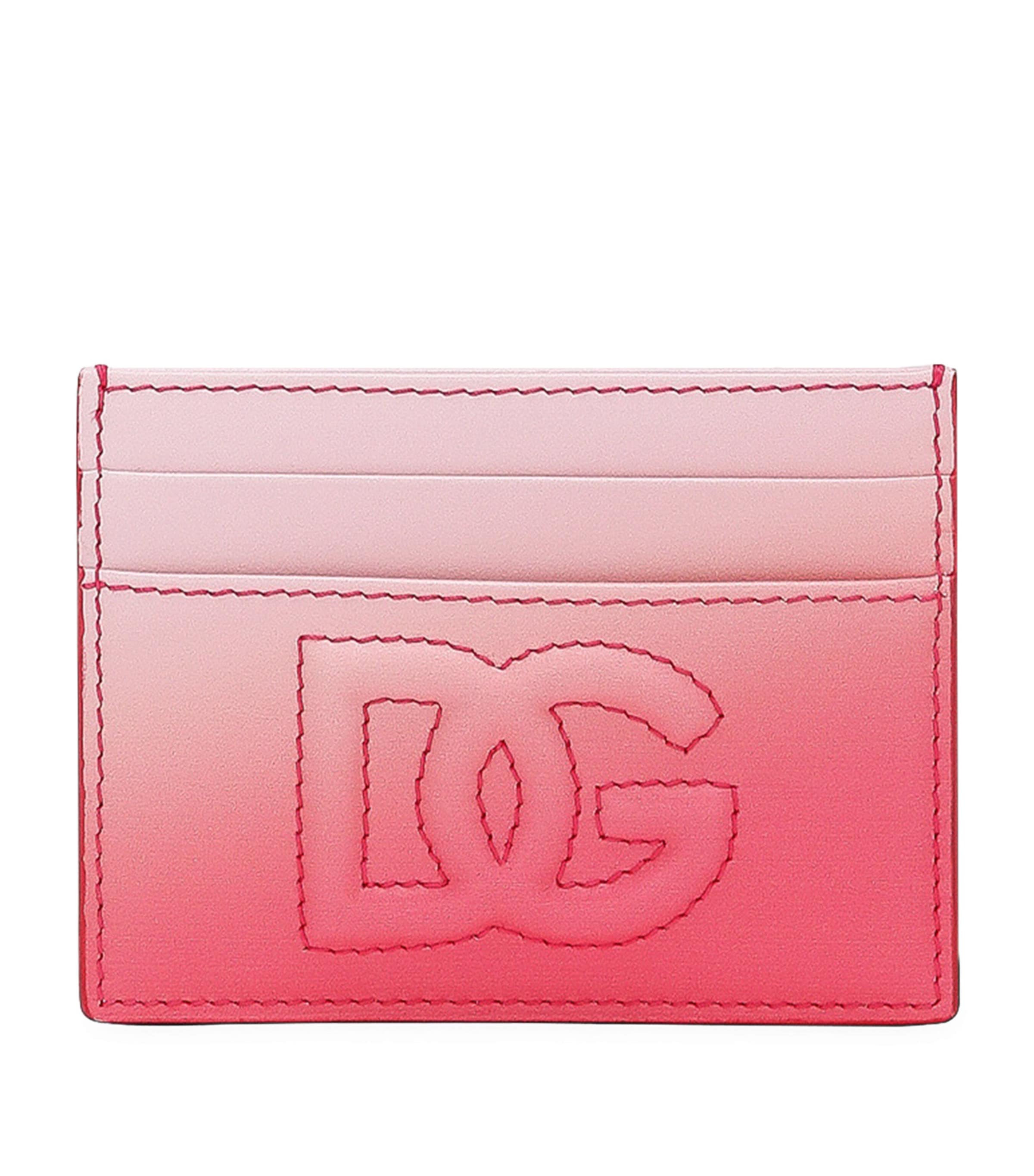 Dolce & Gabbana Logo-embroidered Ombré-effect Cardholder In Pink