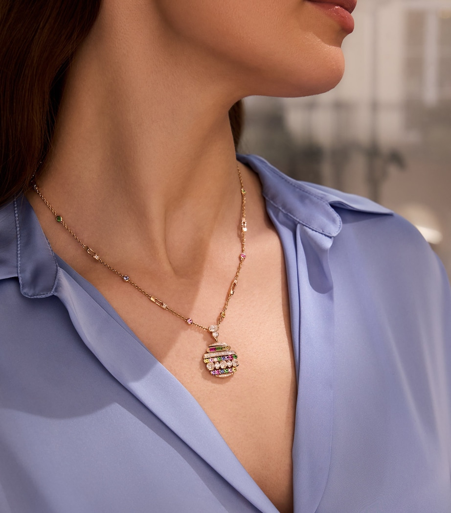 Boodles Rose Gold, Diamond, Sapphire, Ruby and Tsavorite Play of Light Chelsea Pendant Necklace Rose Gold Image 2