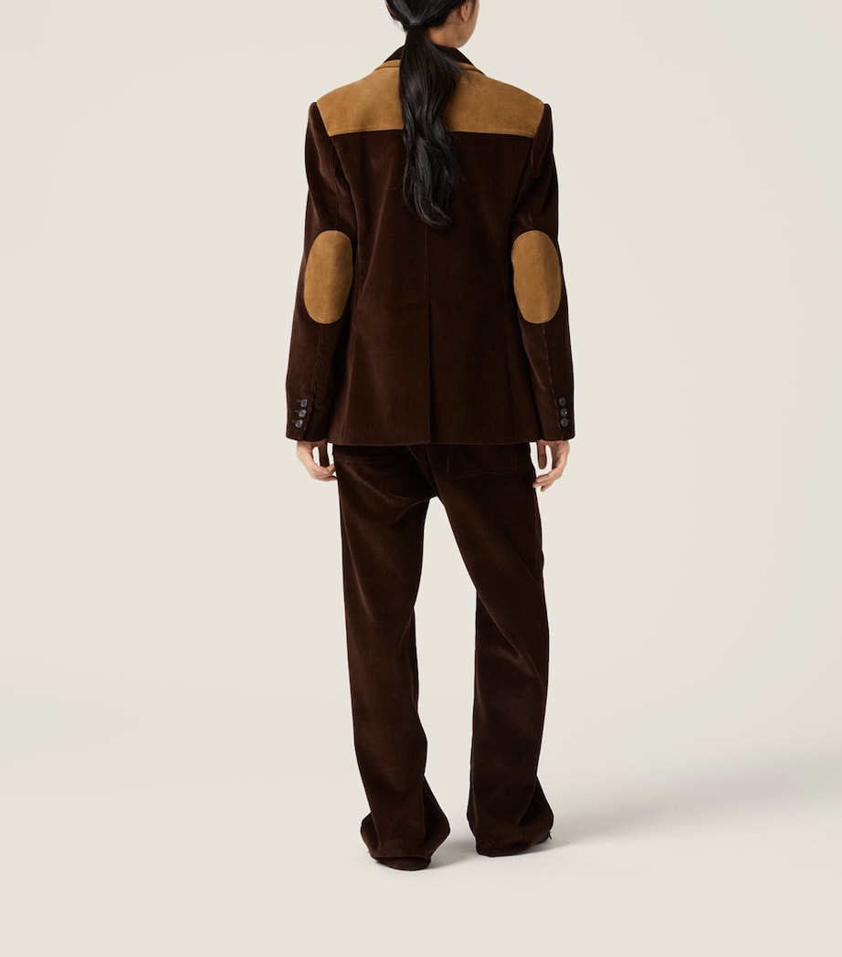 Miu Miu Womens Corduroy Straight Trousers Brown Image 3