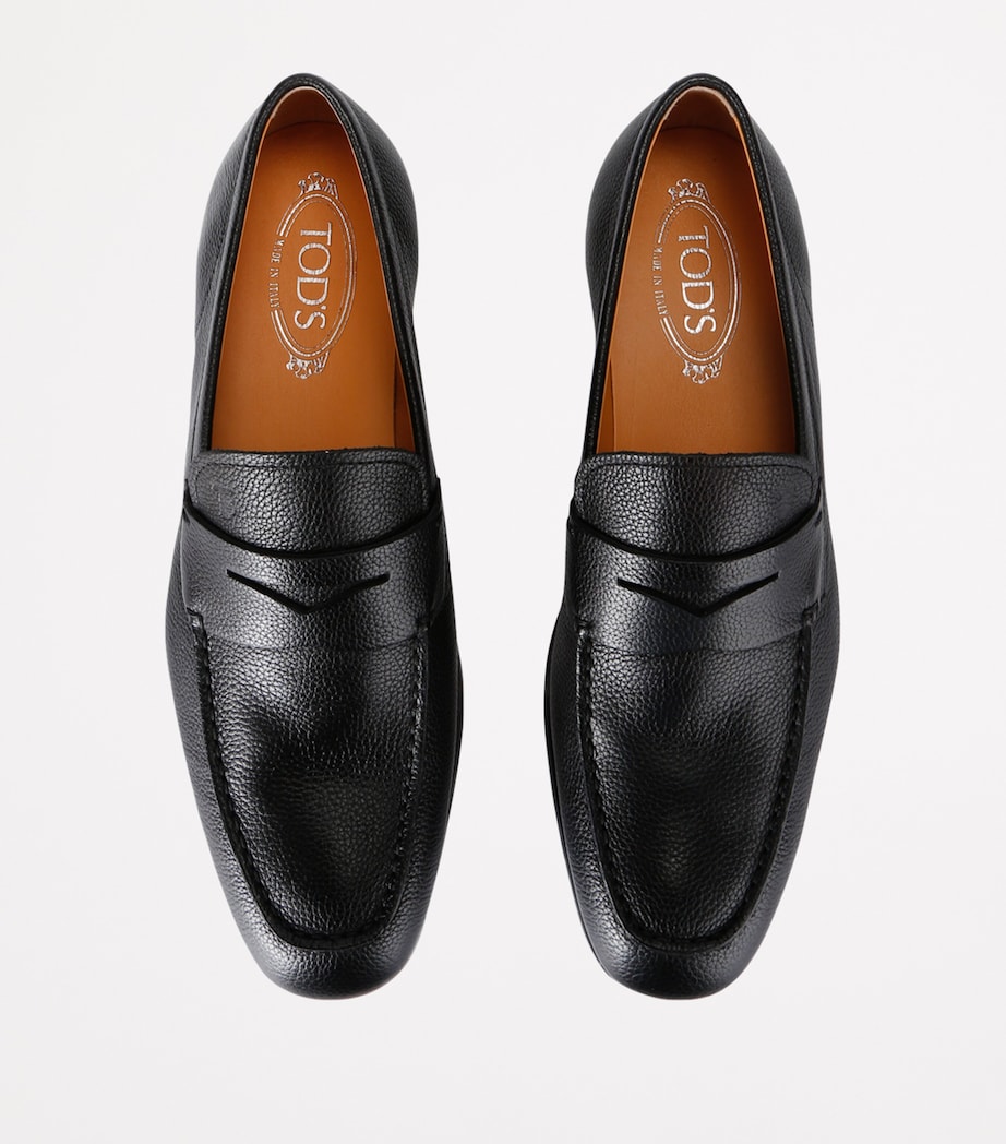Grained Leather Mocassino Loafers BLACK Image 4
