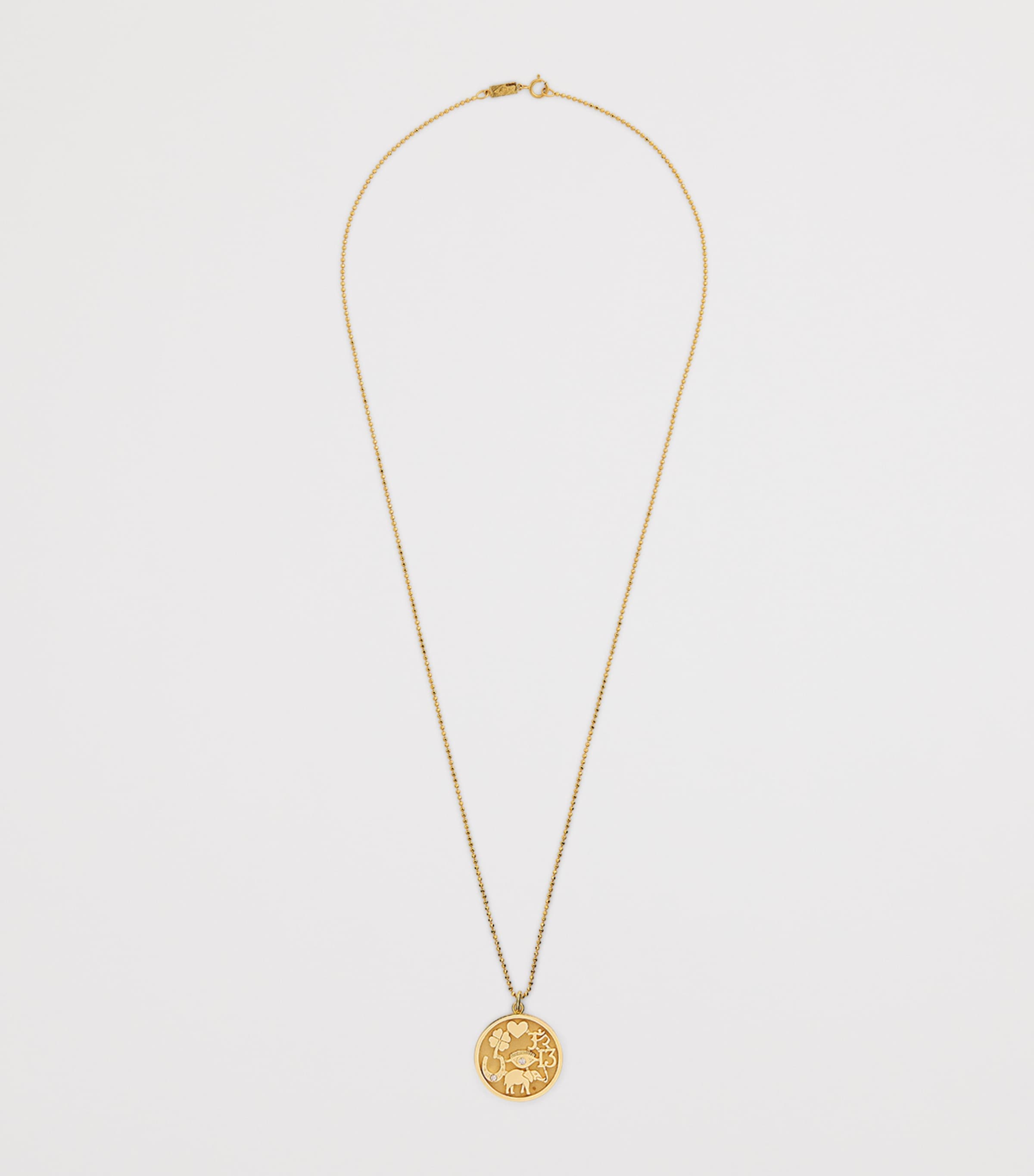 Yellow Gold and Diamond Good Luck Necklace YELLOW GOLD Image 3