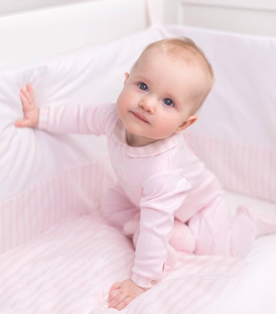 Cotton Striped Bed Bumper PINK Image 3