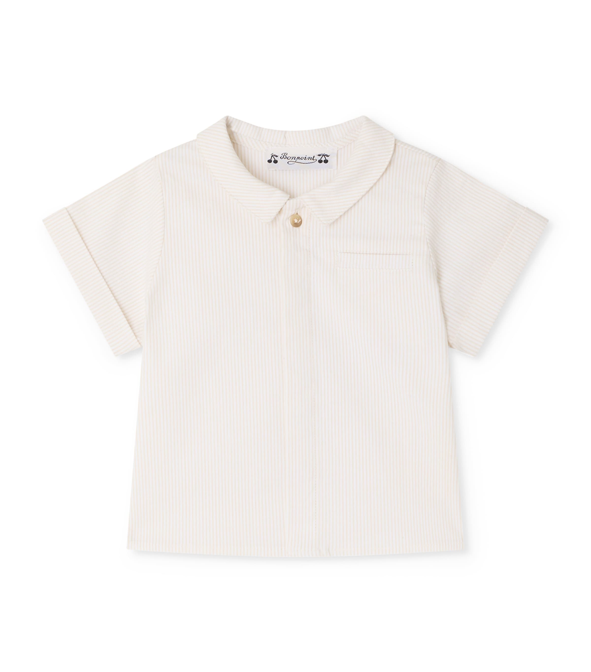 Bonpoint Cotton Stripe Shirt (6-18 Months) Ficelle Image 1