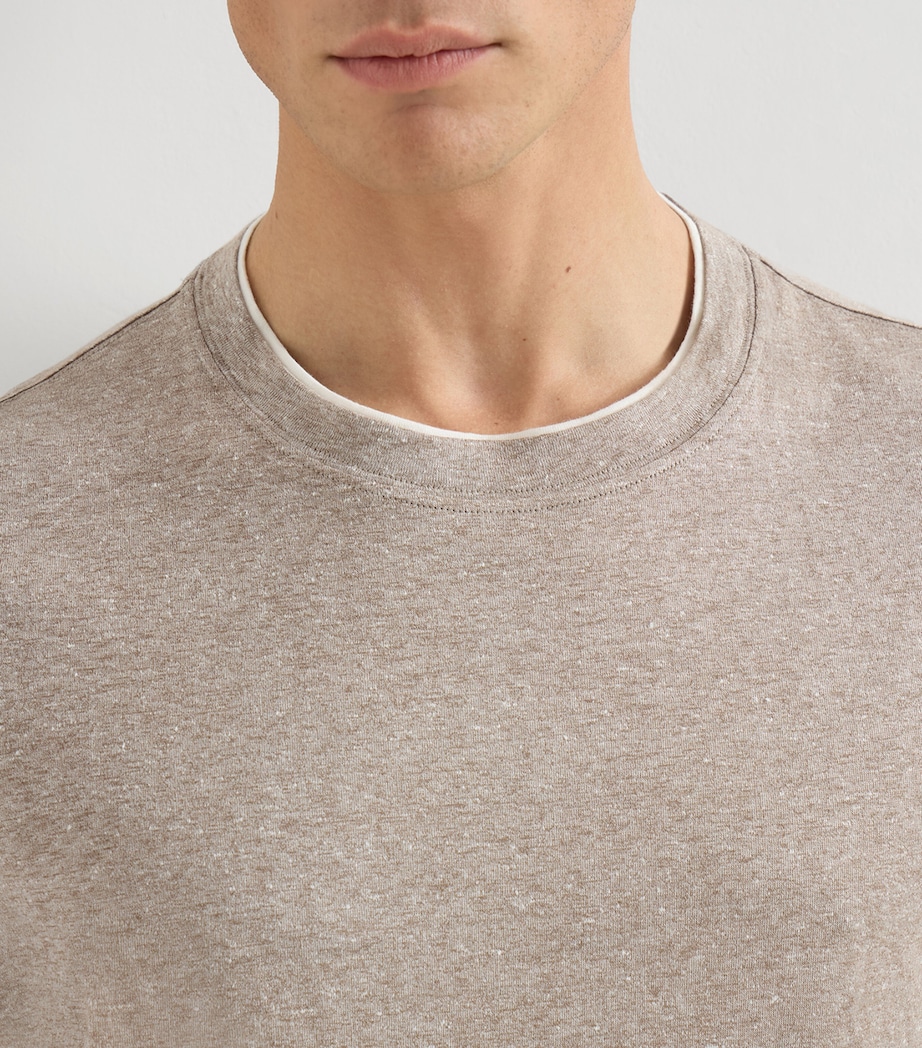 Brunello Cucinelli Mens Linen-Cotton Jersey Faux-Layered T-Shirt Image 6
