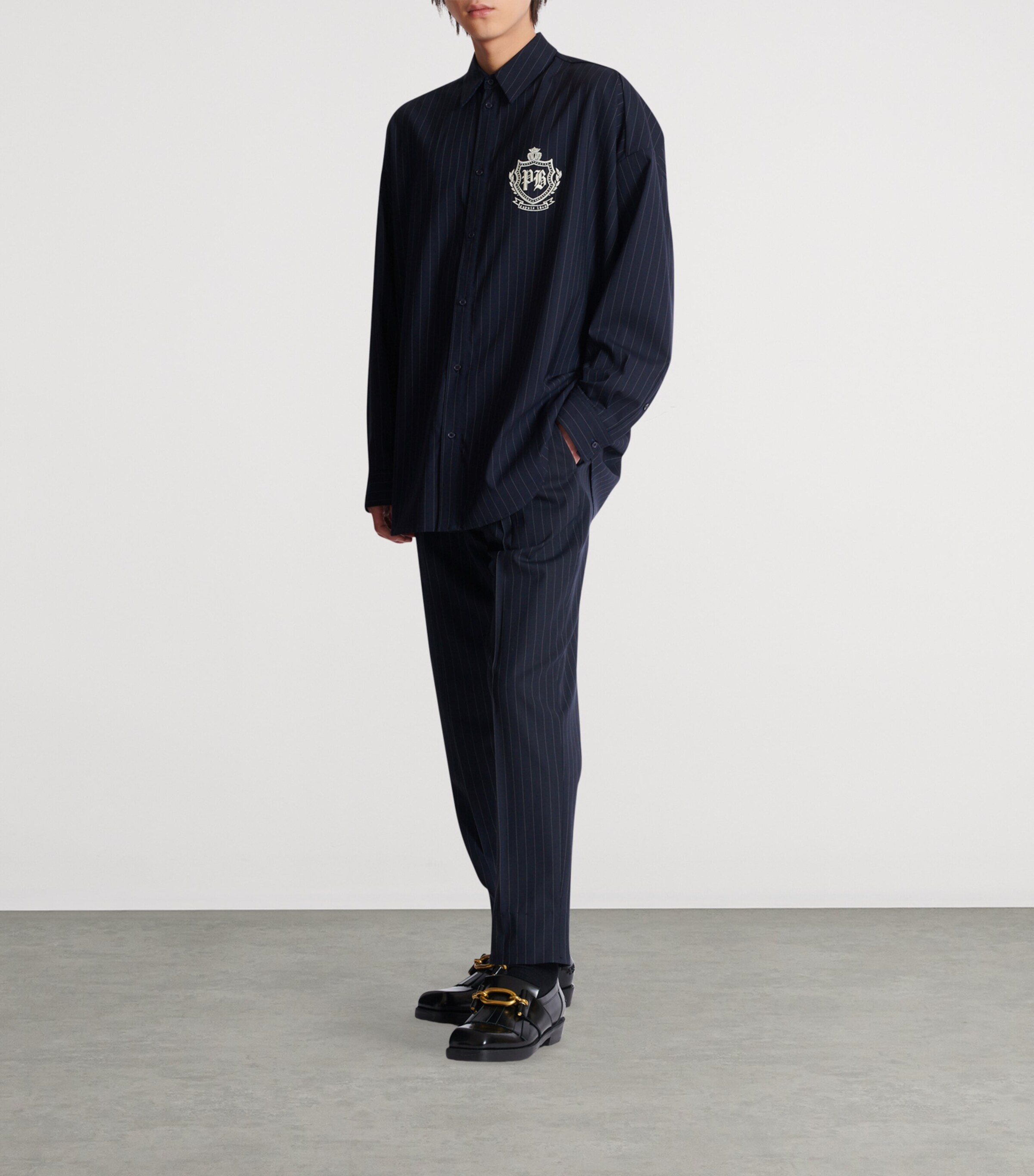 Virgin Wool College Emblem Shirt SAJ BLEU/BLANC Image 6