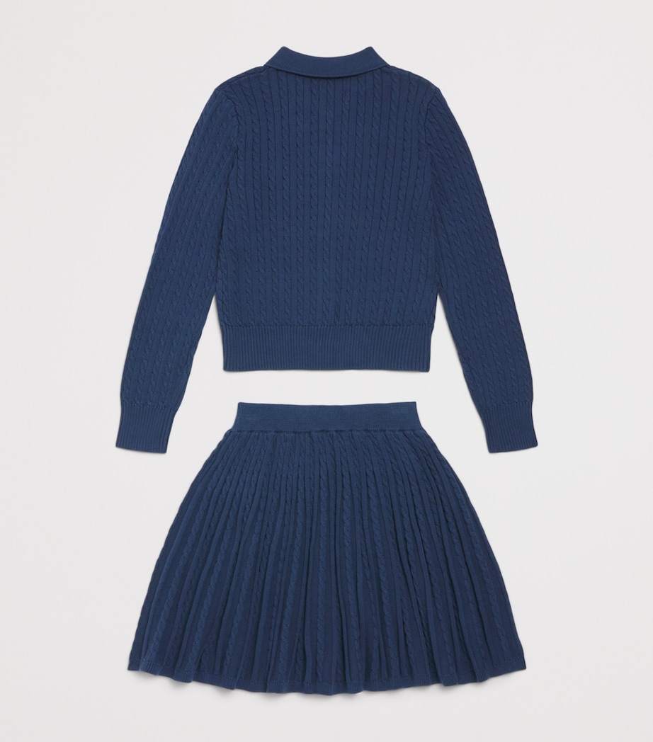 Ralph Lauren Kids Cotton Cable-Knit Cardigan and Skirt Set (7-14 Years) Rustic Navy Image 2
