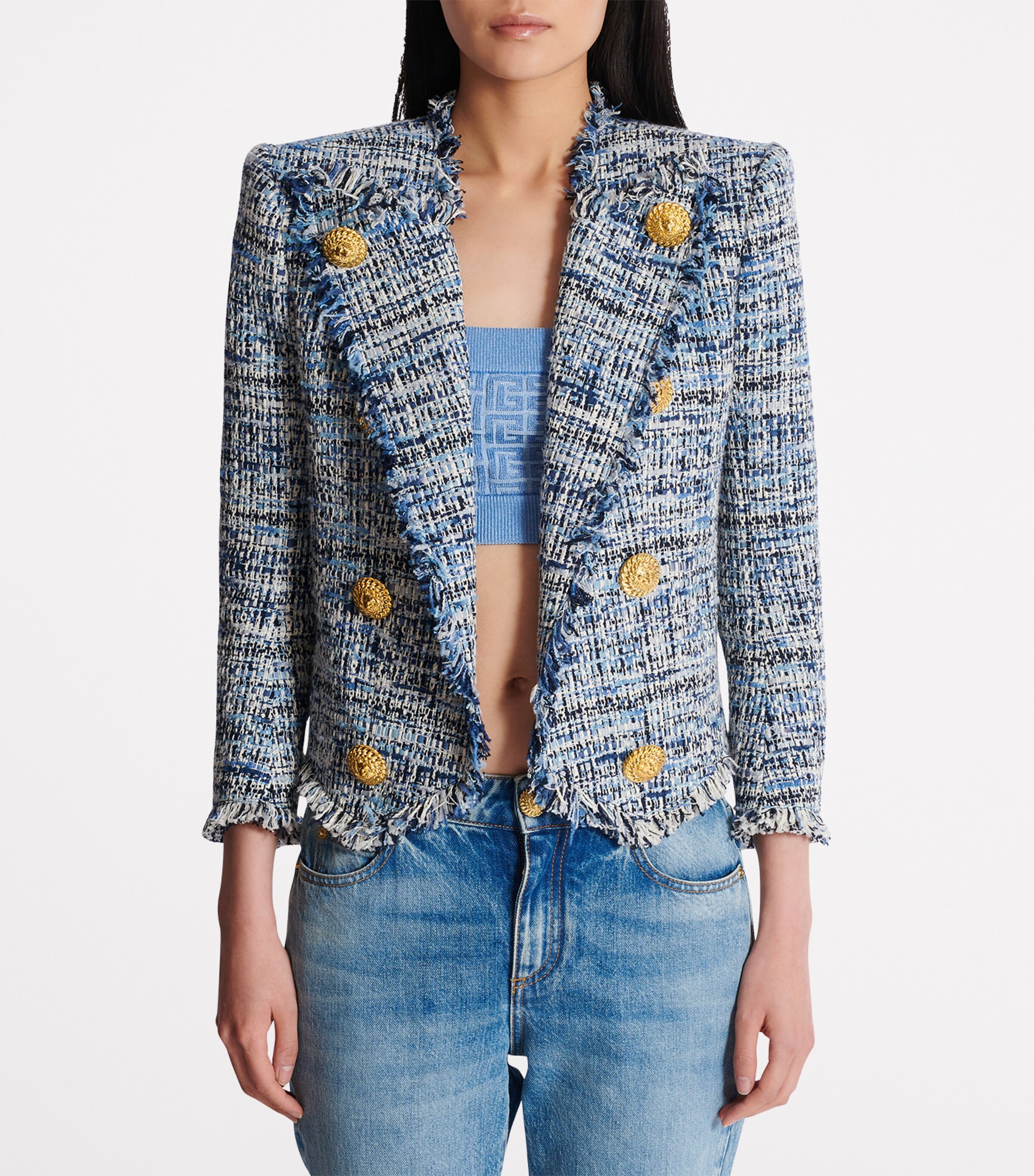 Tweed Button-Detail Jacket 6FC BLEU JEAN CLAIR Image 2