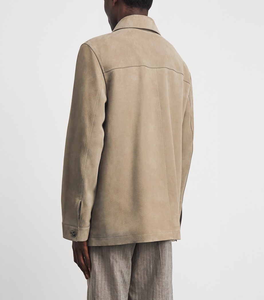 Yves Salomon Mens Suede Overshirt Seigle Image 5