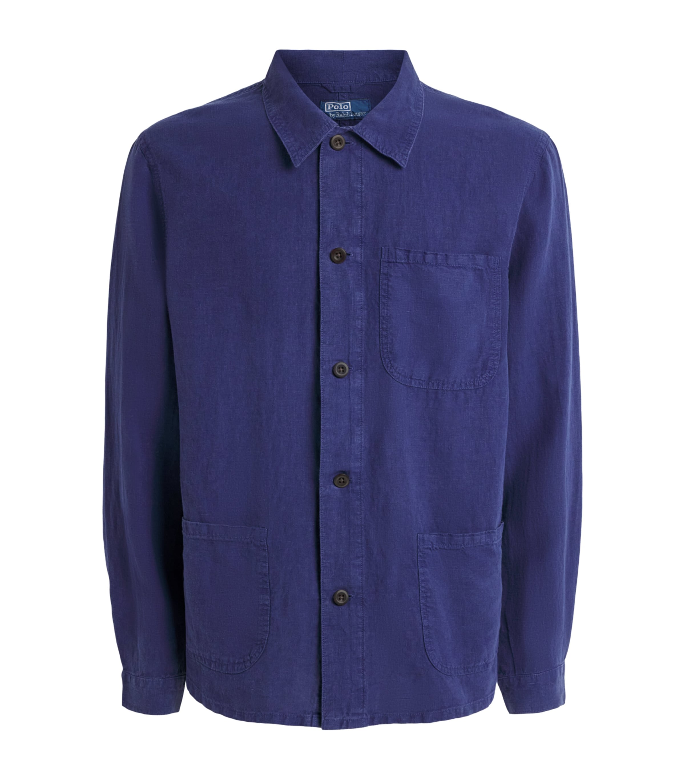 Polo Ralph Lauren Mens Linen Chore Overshirt Newport Navy Image 1