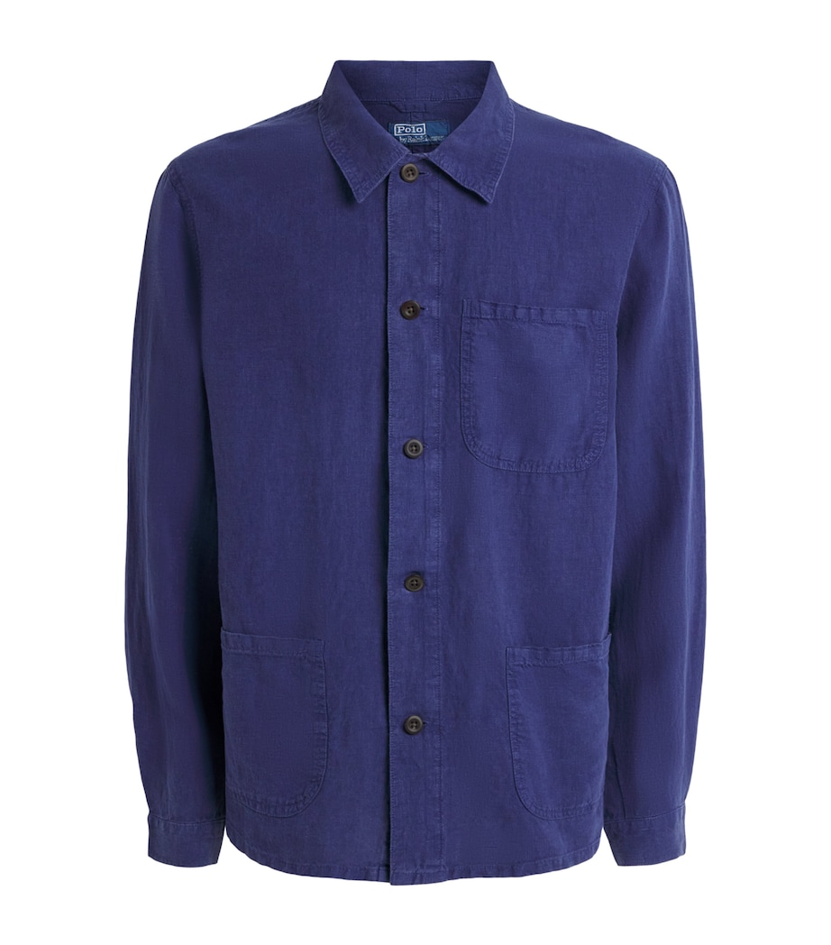 Polo Ralph Lauren Mens Linen Chore Overshirt Newport Navy Image 1