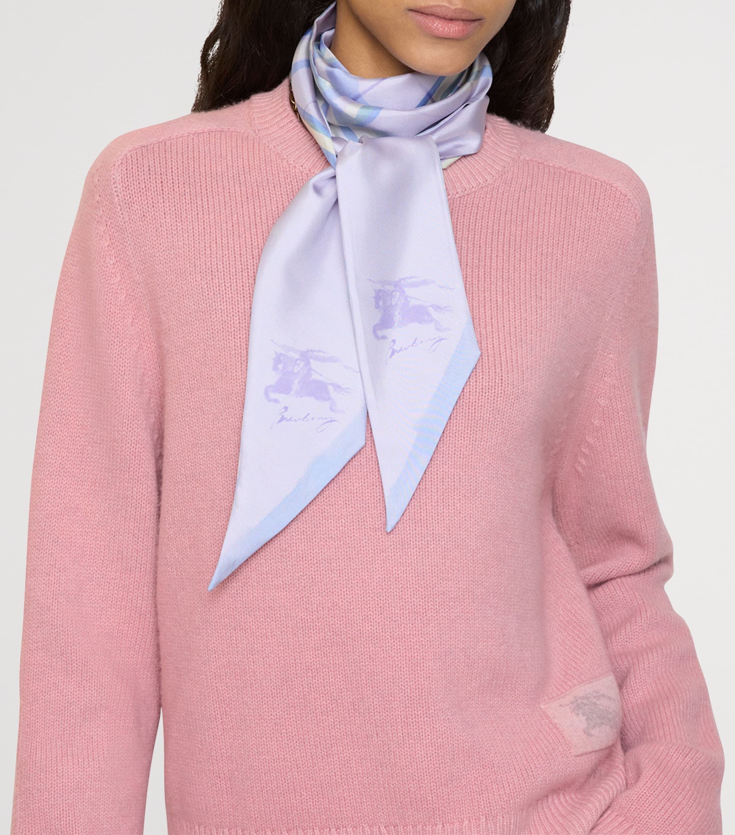 Silk Watercolour Check Twilly LILAC PURPLE Image 2