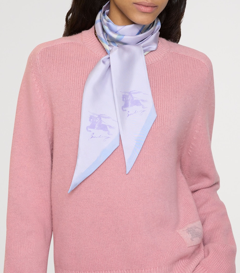 Silk Watercolour Check Twilly LILAC PURPLE Image 2