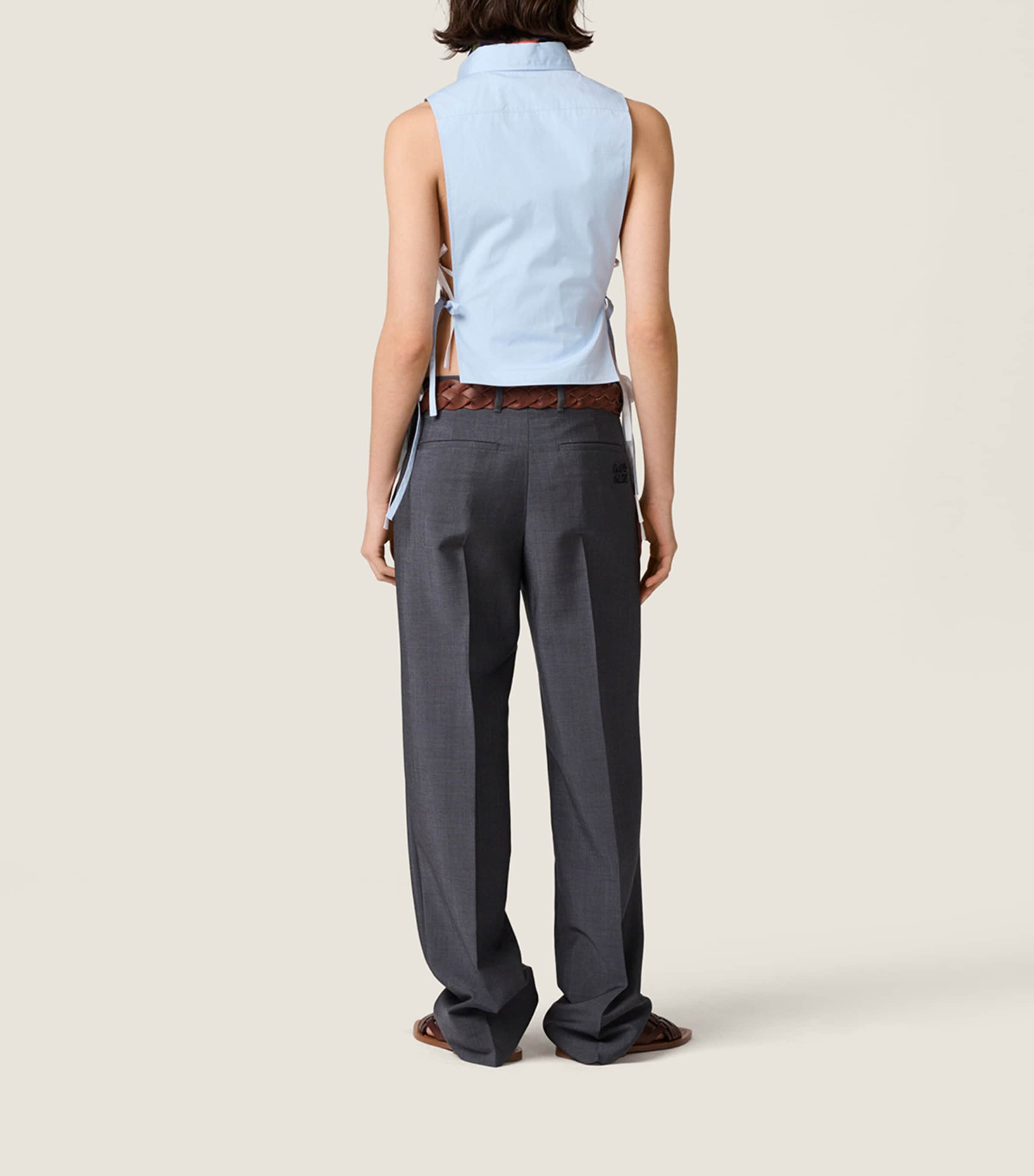 Miu Miu Womens Cotton Poplin Side-Tie Blouse Image 3