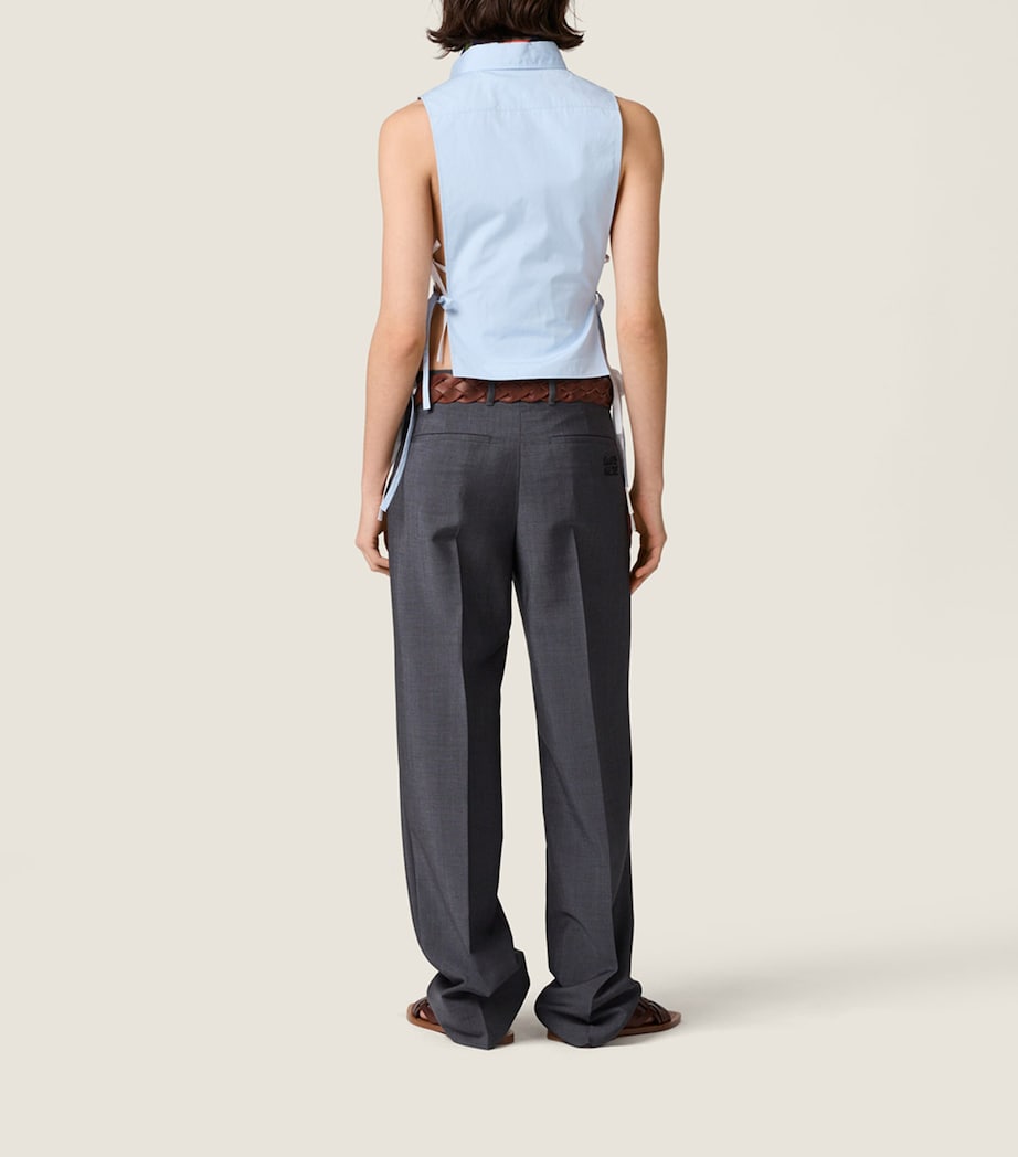 Miu Miu Womens Cotton Poplin Side-Tie Blouse Image 3