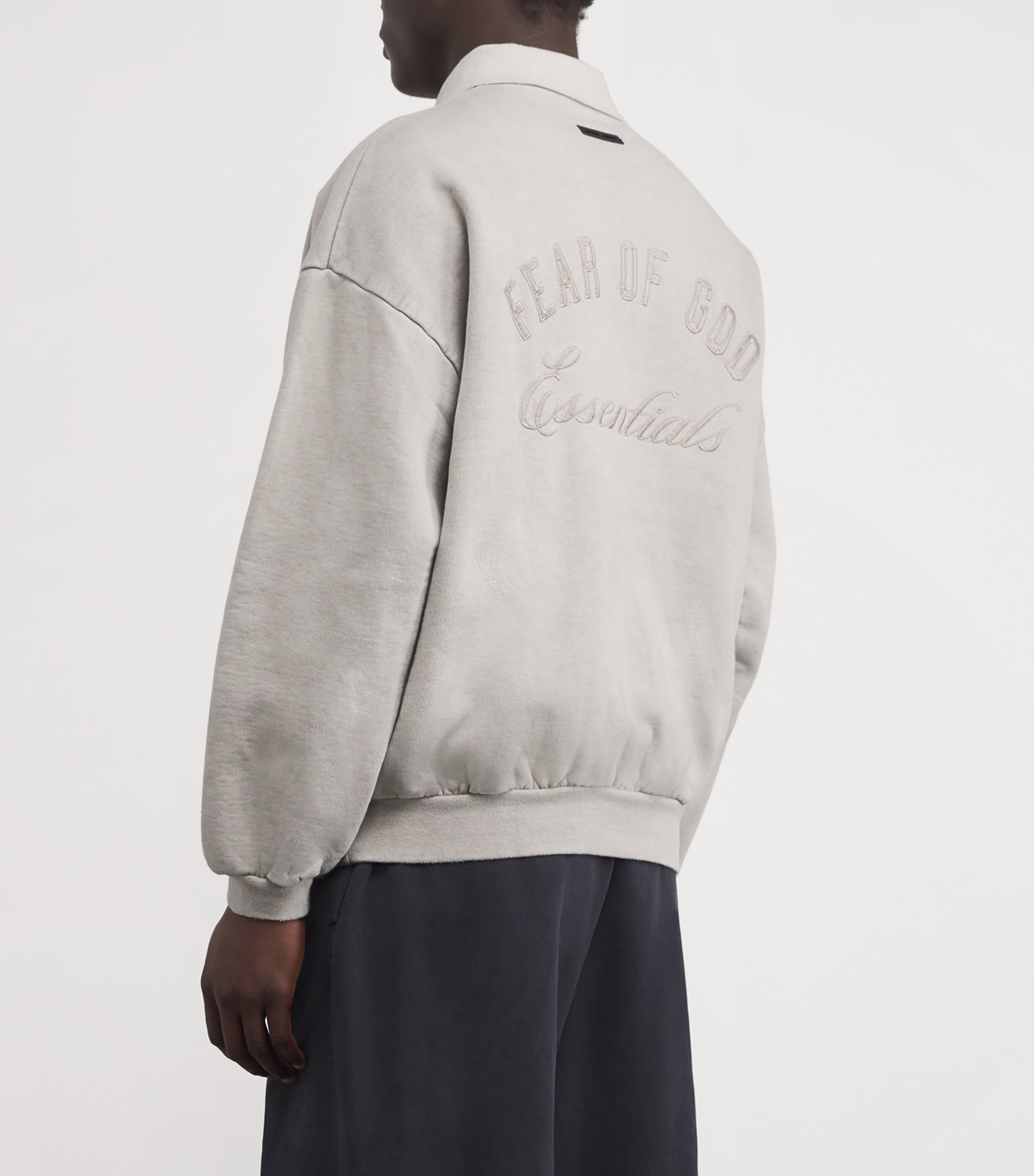 Cotton Script Polo Sweatshirt SMOKE GREY Image 4