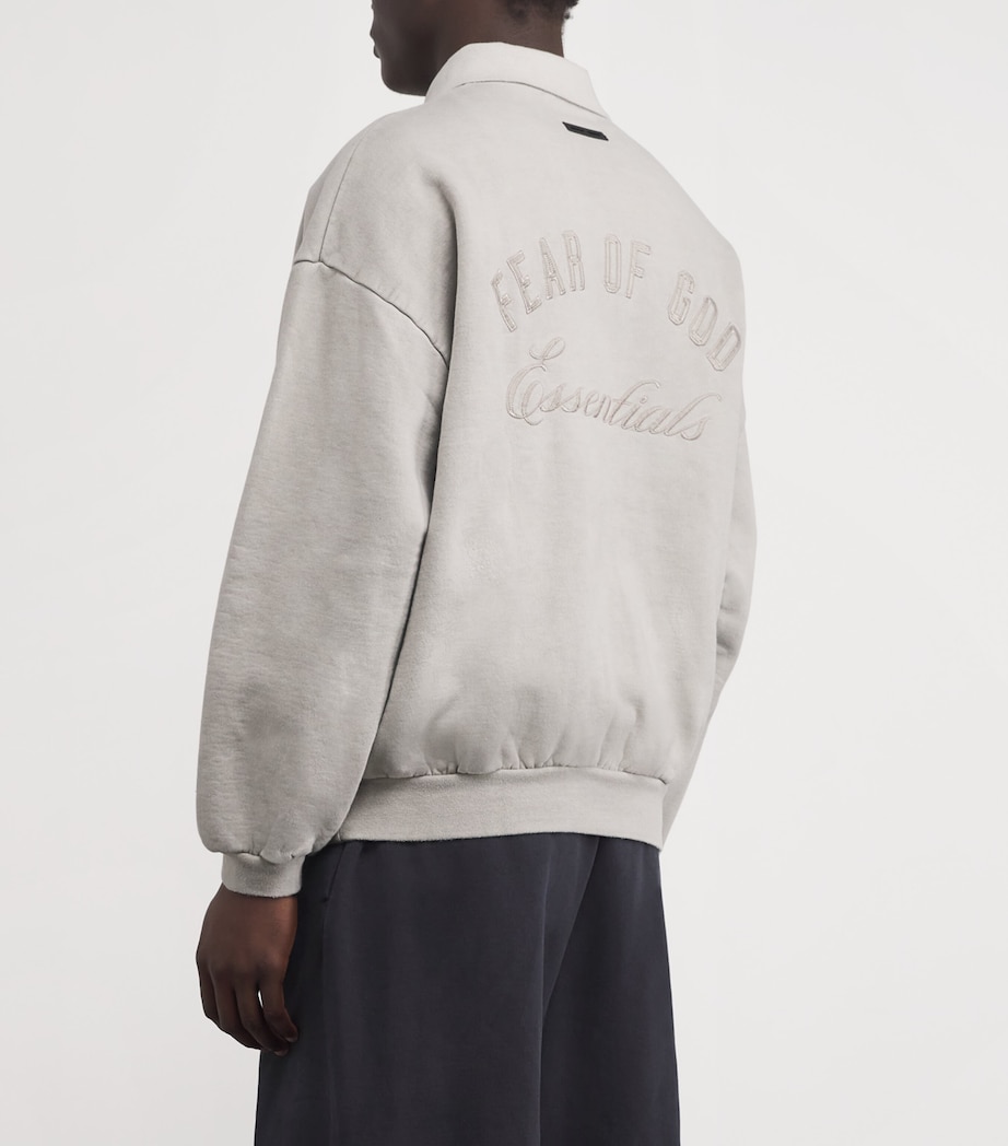 Cotton Script Polo Sweatshirt SMOKE GREY Image 4