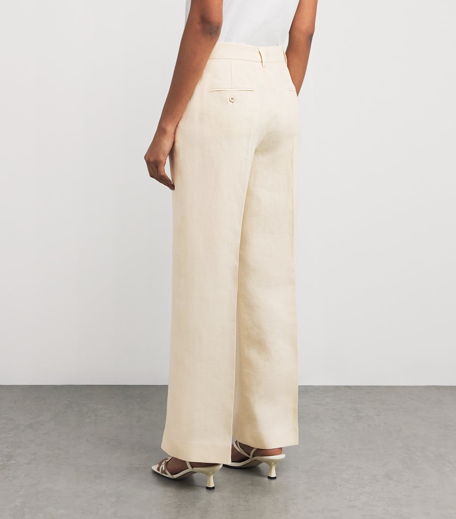 Weekend Max Mara Womens Linen Straight Trousers Ivory Image 4