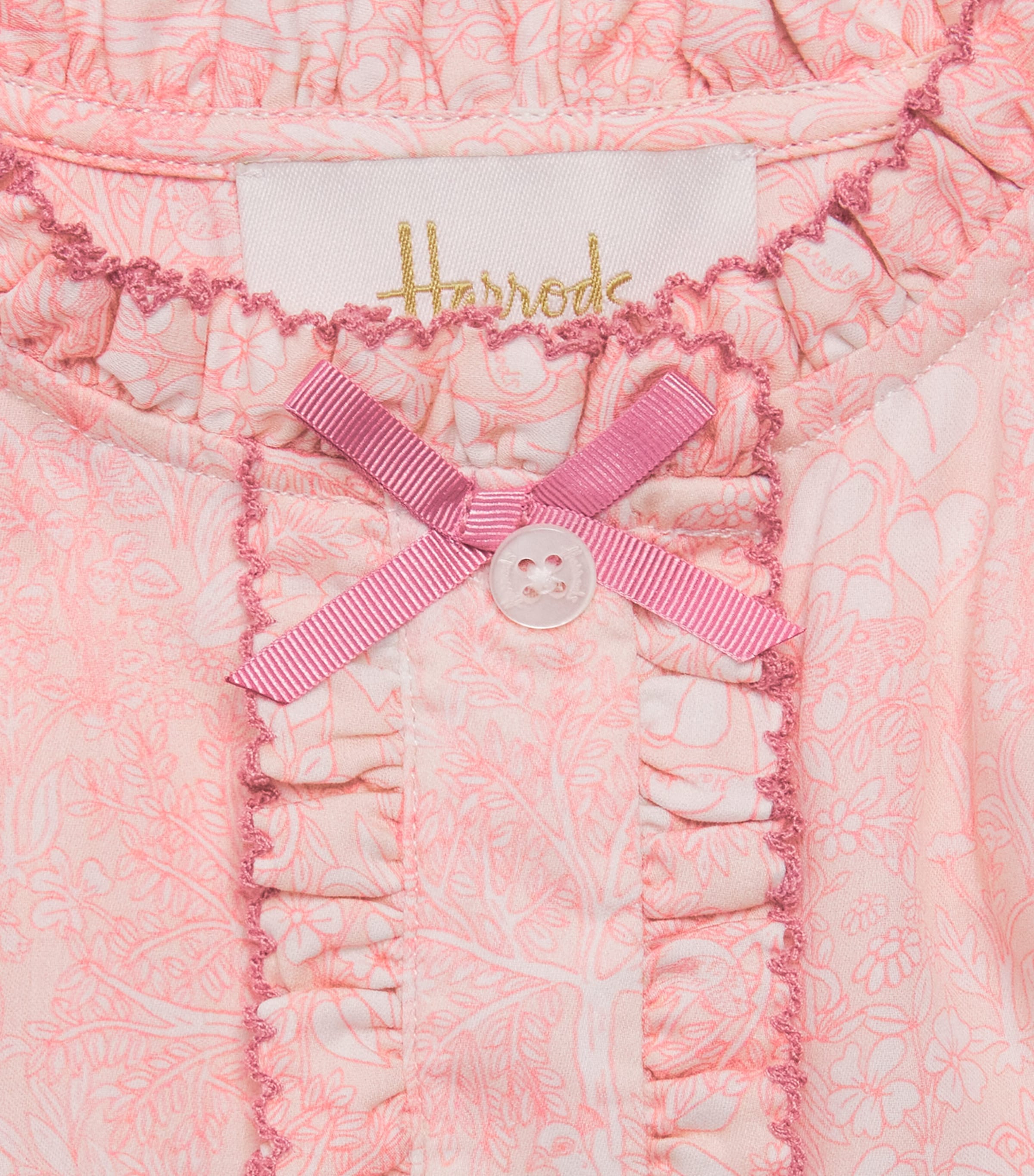 Harrods Floral Print Smocked Blouse (2-8 Years) Pink Image 3