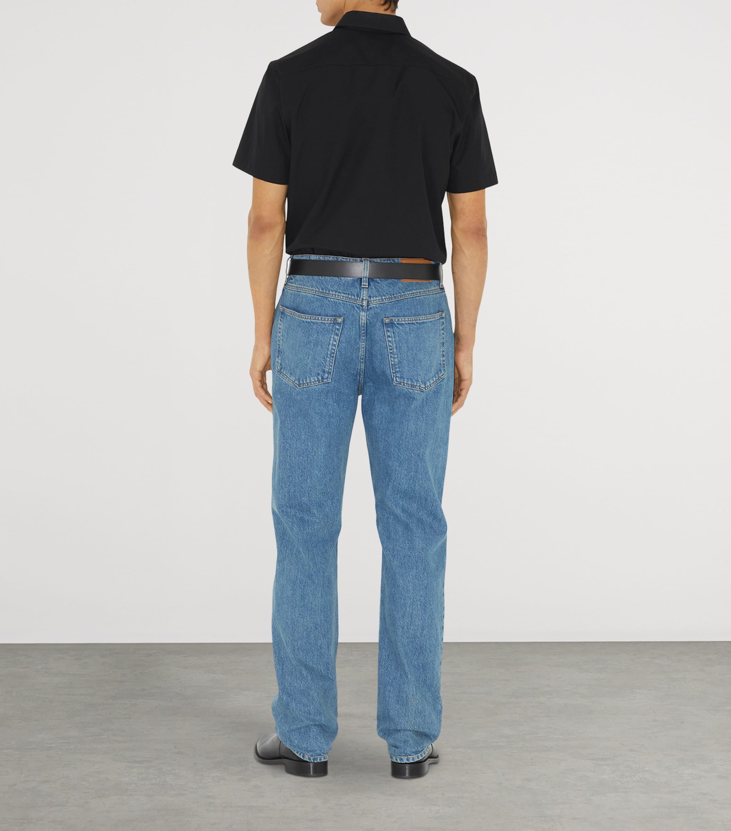 Stretch Cotton Short-Sleeve Shirt BLACK Image 4