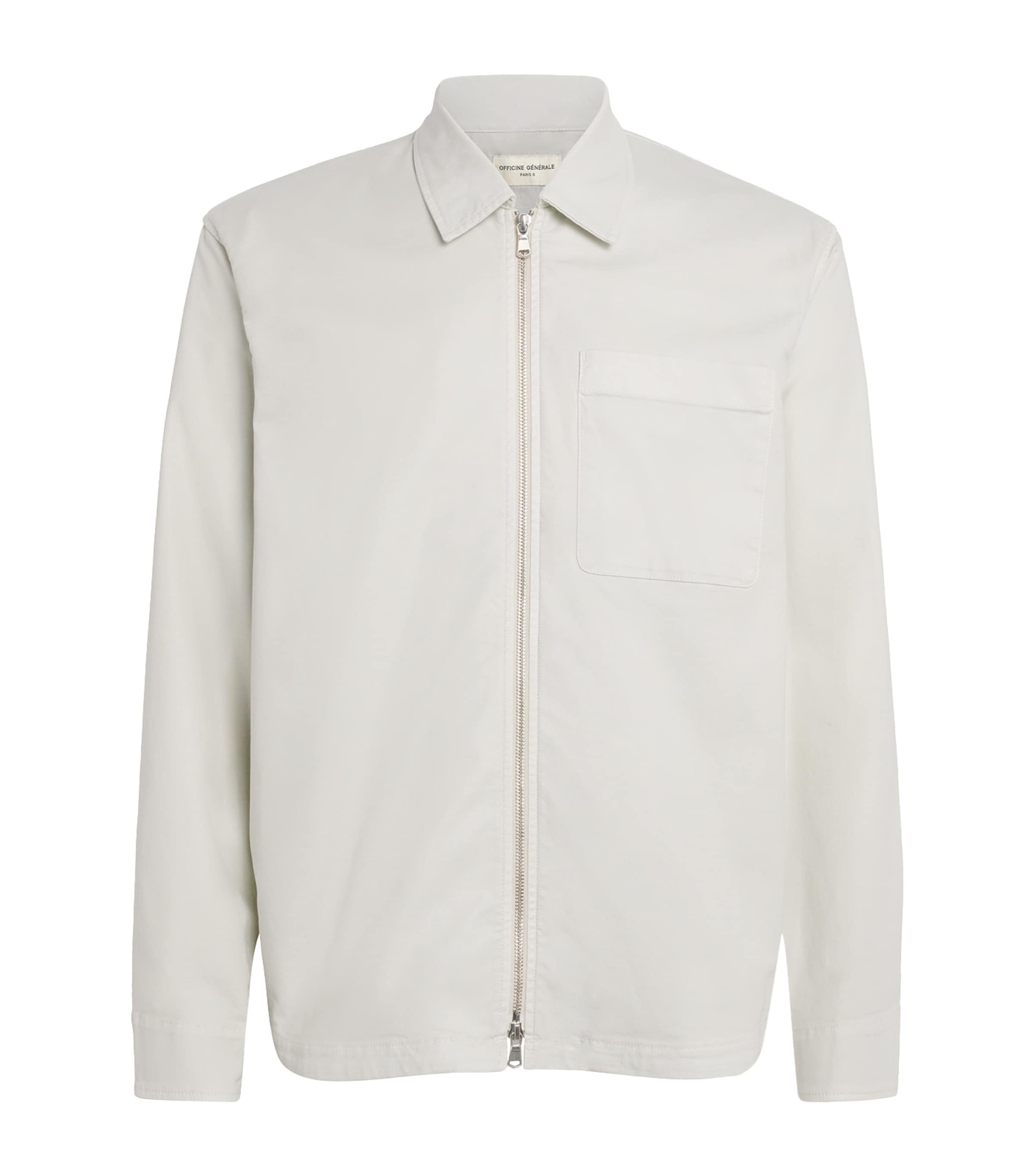 Officine Generale Mens Cotton-Blend Malo Overshirt Moon Image 1