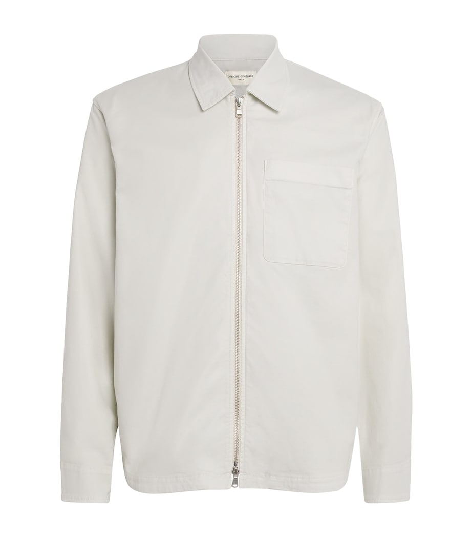 Officine Generale Mens Cotton-Blend Malo Overshirt Moon Image 1