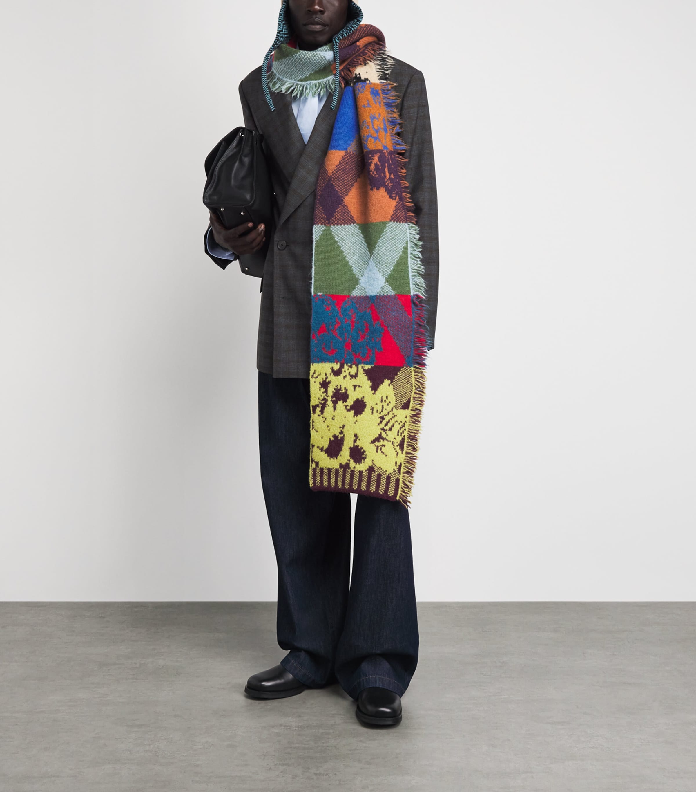 DRIES VAN NOTEN Wool-Blend Patchwork Scarf Light Image 3