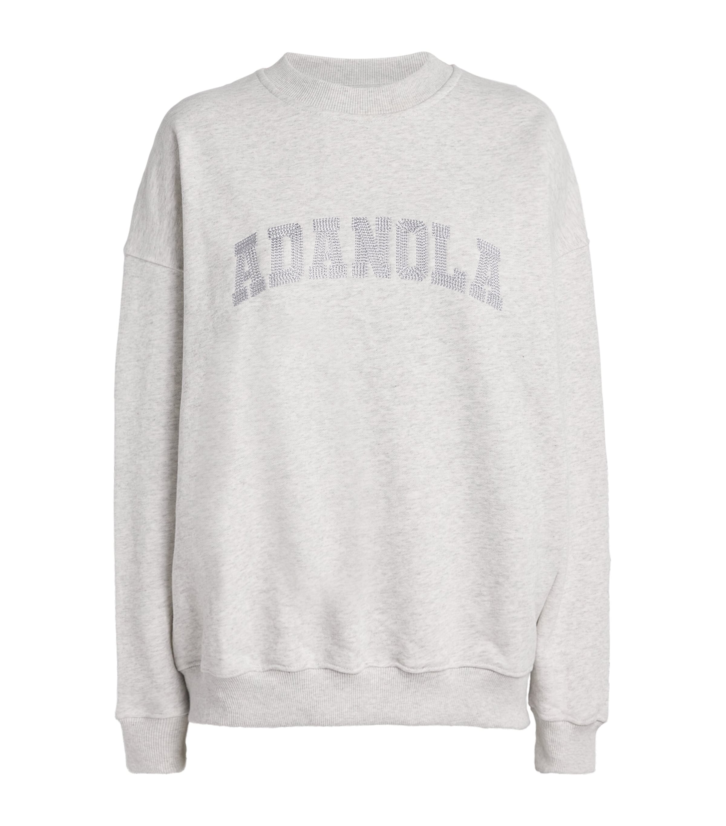 Adanola Organic Cotton Varsity Chainstitch Sweatshirt In Gray