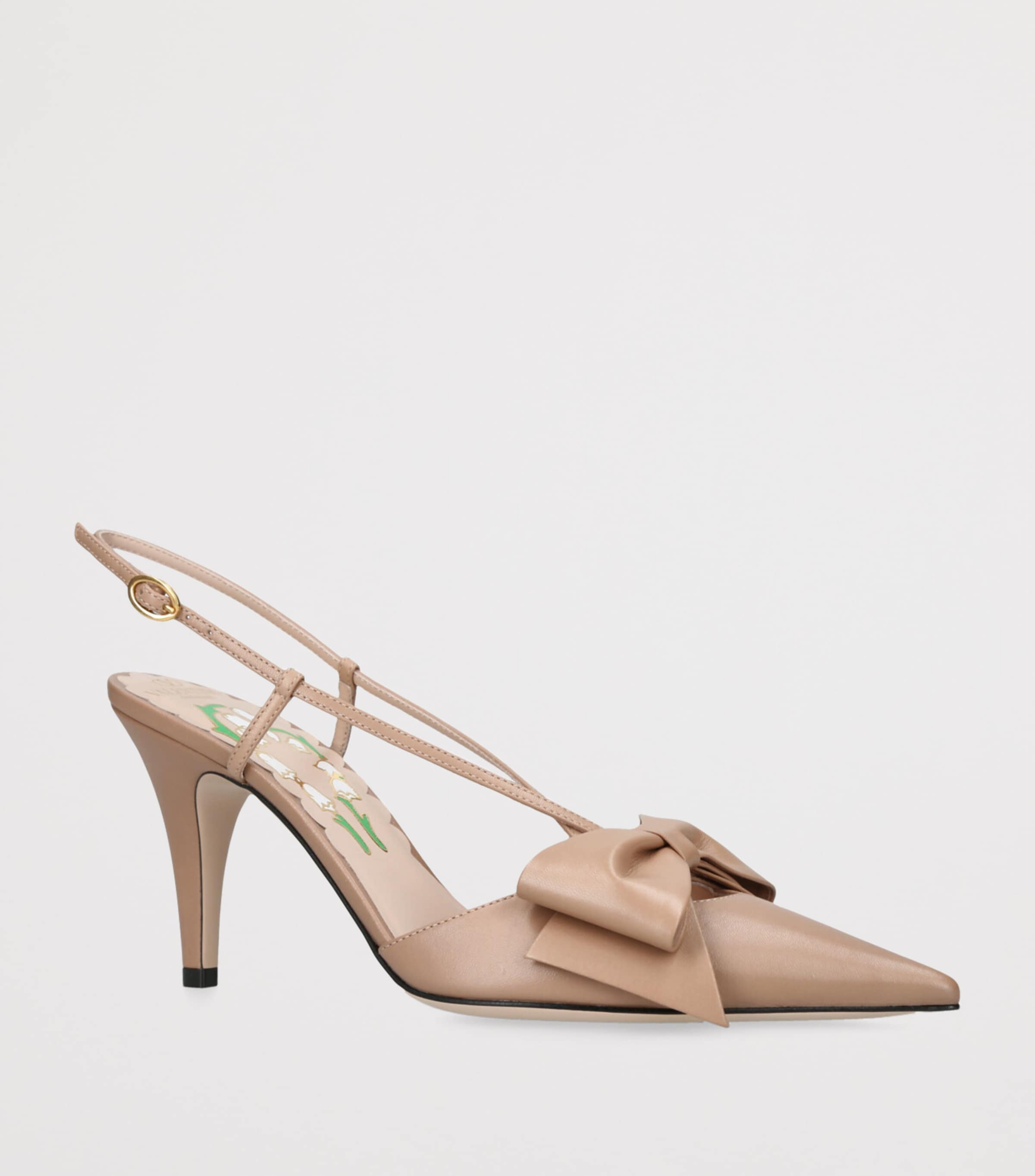 Valentino Garavani Leather Bow-Detail Bowow Pumps 85 Pale Pink Image 3