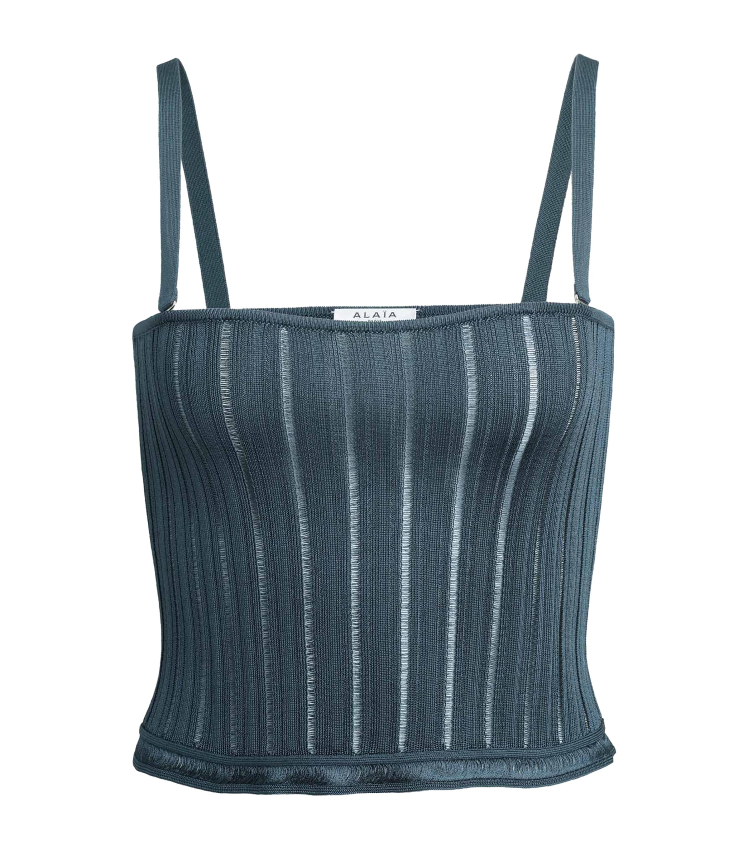 Alaïa Crinoline-knit Tank Top In Green