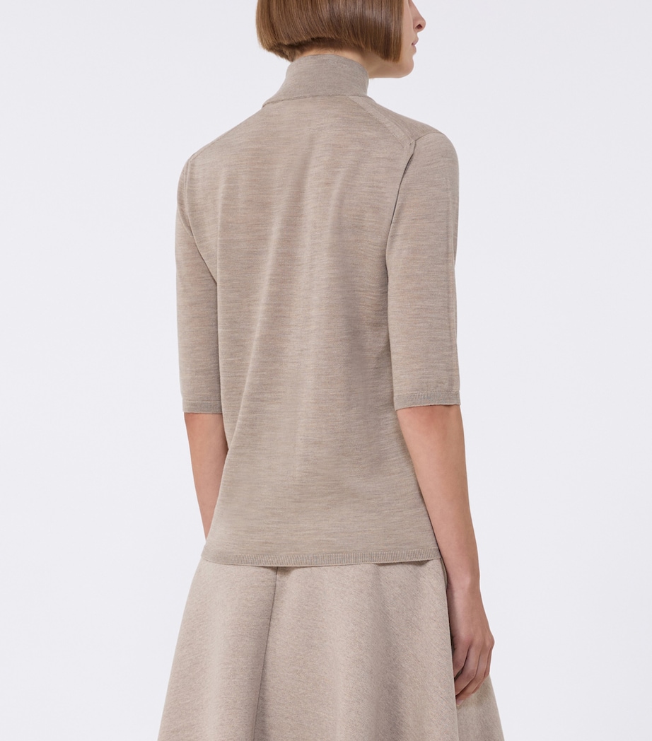Virgin Wool High-Neck Top BROWN Image 4