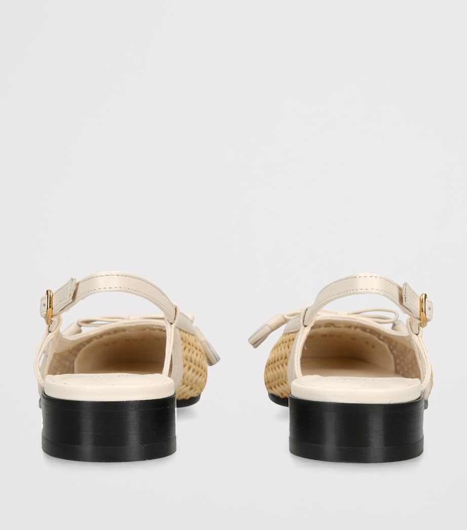 Valentino Garavani Raffia Velet du Roi Slingback Flats 25 Cream Comb Image 2