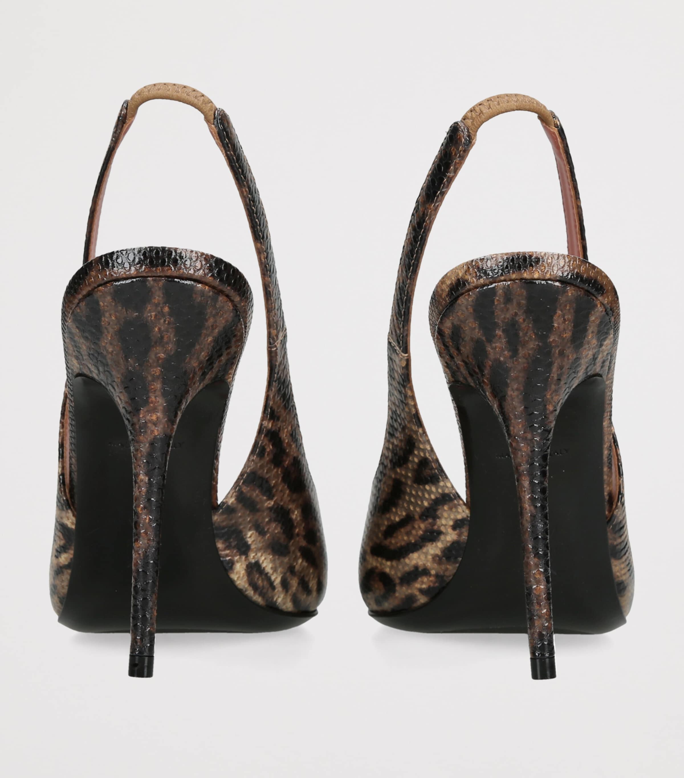 Amina Muaddi Suede Leopard Print Anok Slingback Pumps 105 Dk.brn Com Image 2