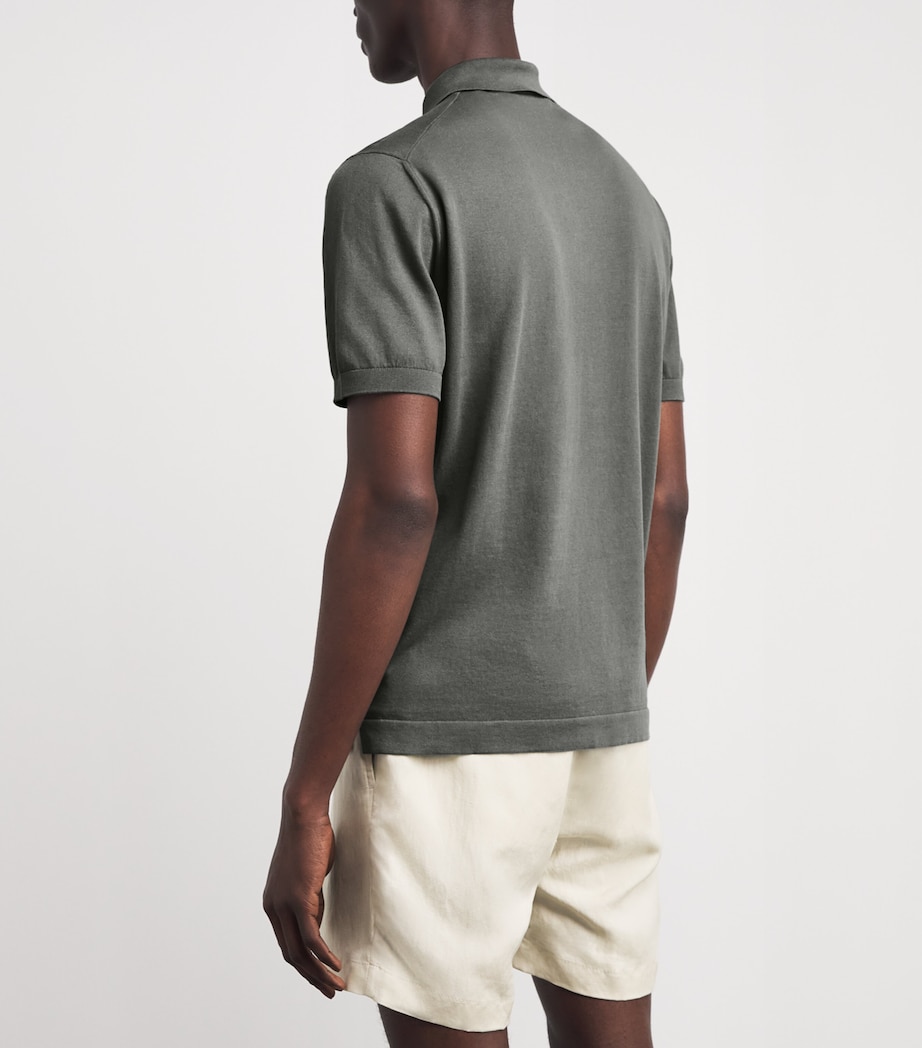 Corneliani Mens Cotton Knitted Polo Shirt Green Coloured Image 5