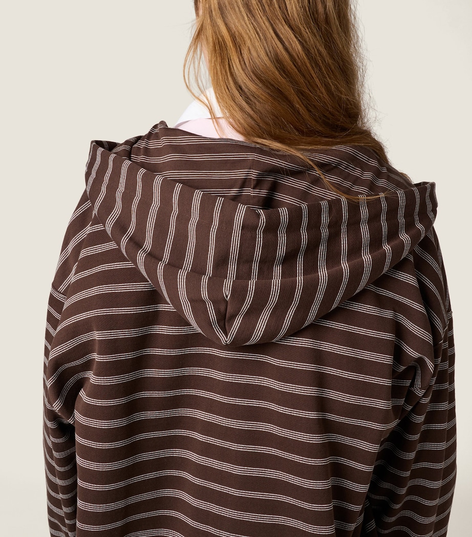 Cotton Stripe Zip-Up Hoodie F0O7E Image 3