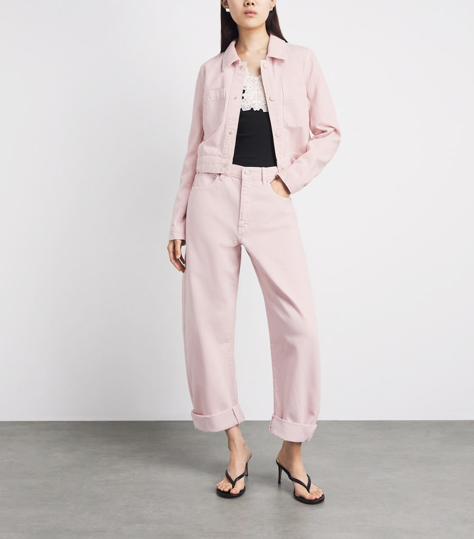 FRAME Womens The Small Cropped Denim Jacket Taffy Image 2