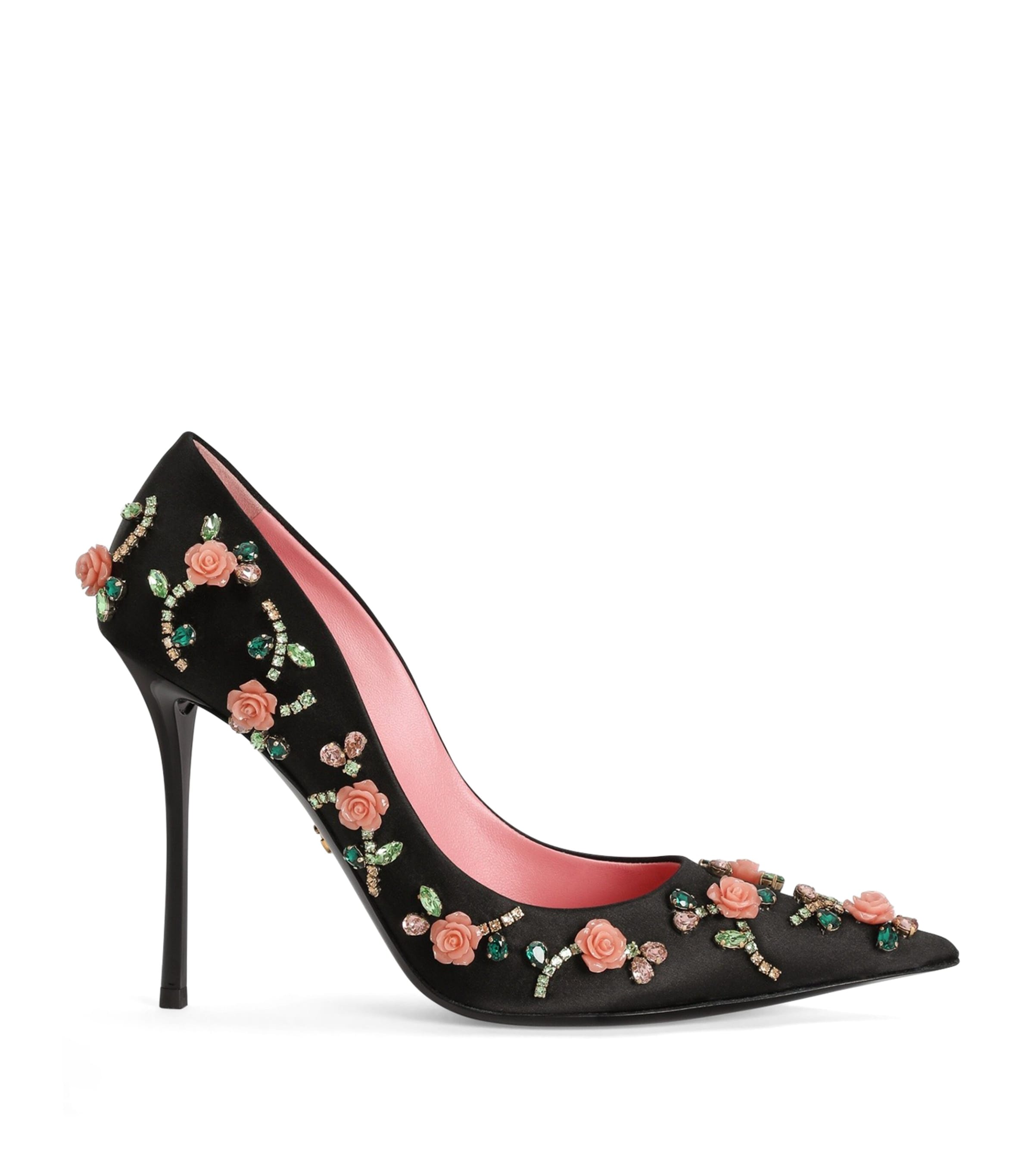 Dolce&Gabbana Satin Embellished Pumps 105 Blac Image 1