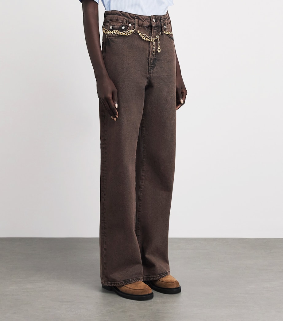 Maje Womens Belted Bootcut Jeans Brown Image 4