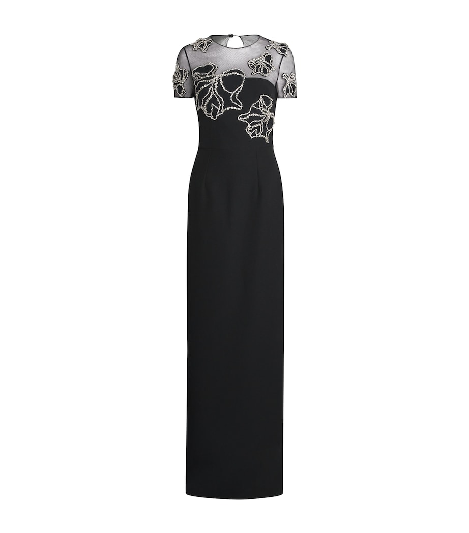 Safiyaa Womens Crepe Embellished Solani Gown Black With Crystal Image 1