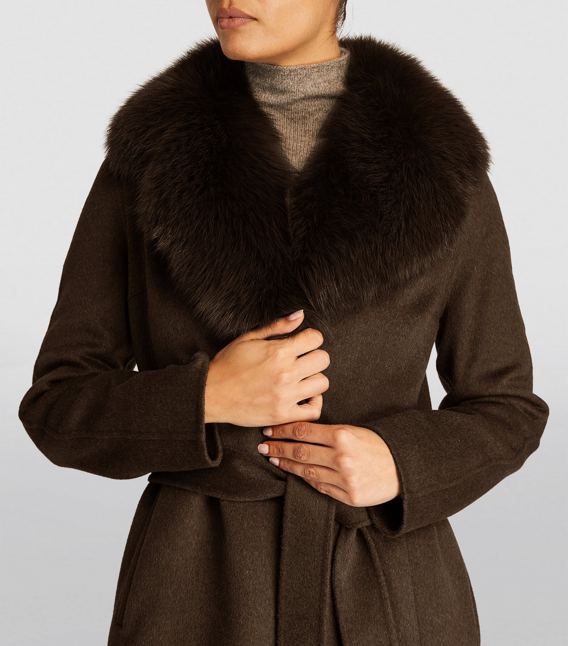 Wool-Cashmere Fur-Trim Coat 204 Image 7