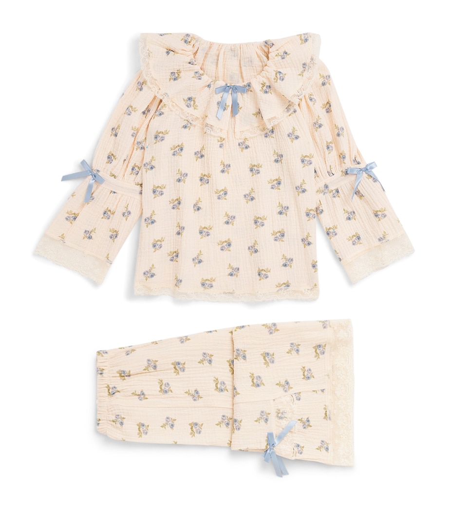 Amiki Floral Carmen Pyjama Set (2-14 Years) Blue Flowers Image 1