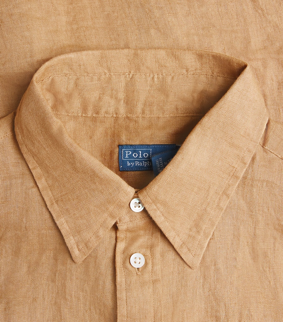 Polo Ralph Lauren Womens Linen Sport Short-Sleeve Shirt Classic Camel Image 2