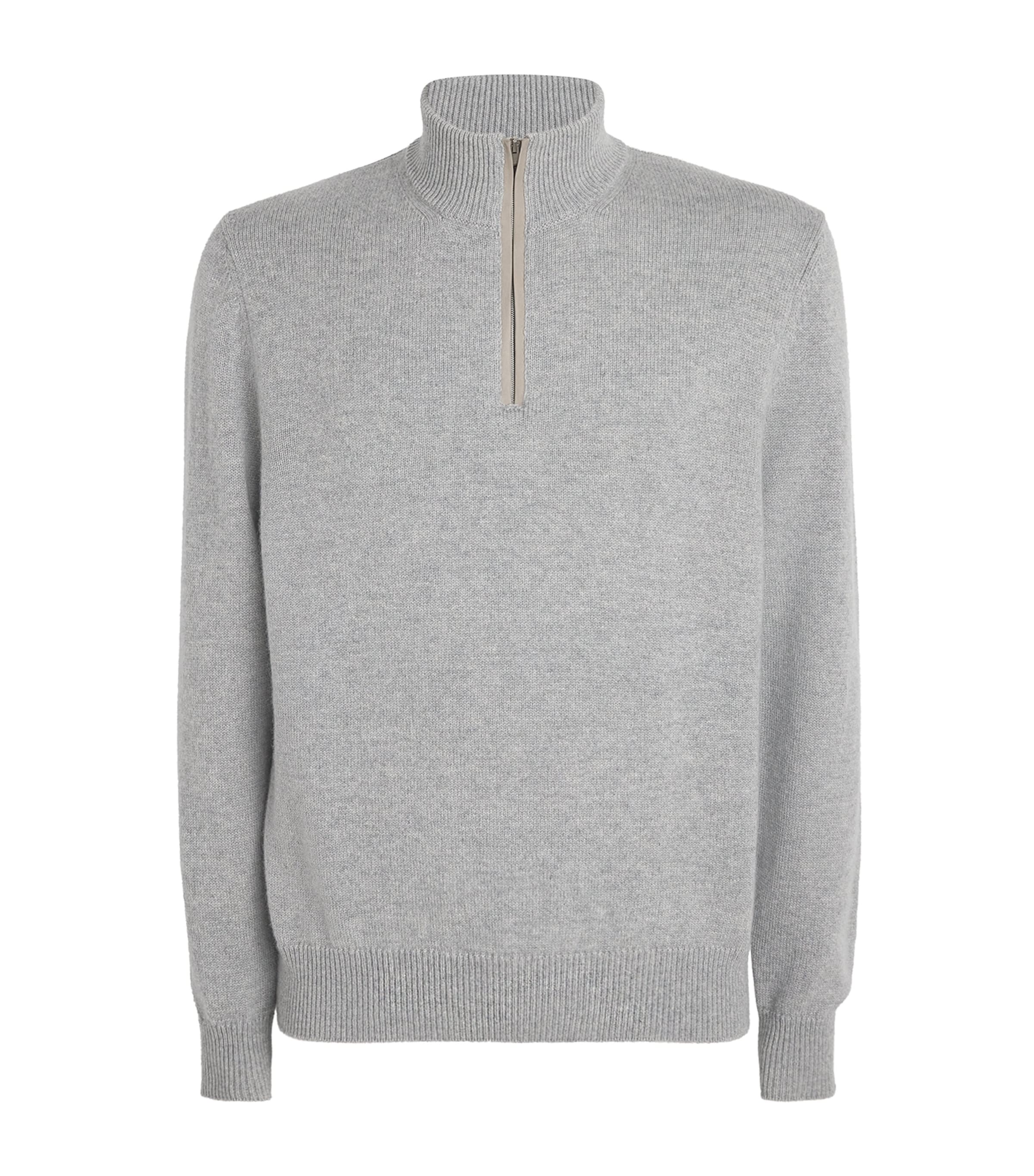 Agnona Mens Cashmere Quarter-Zip Sweater Grey Granite Image 1