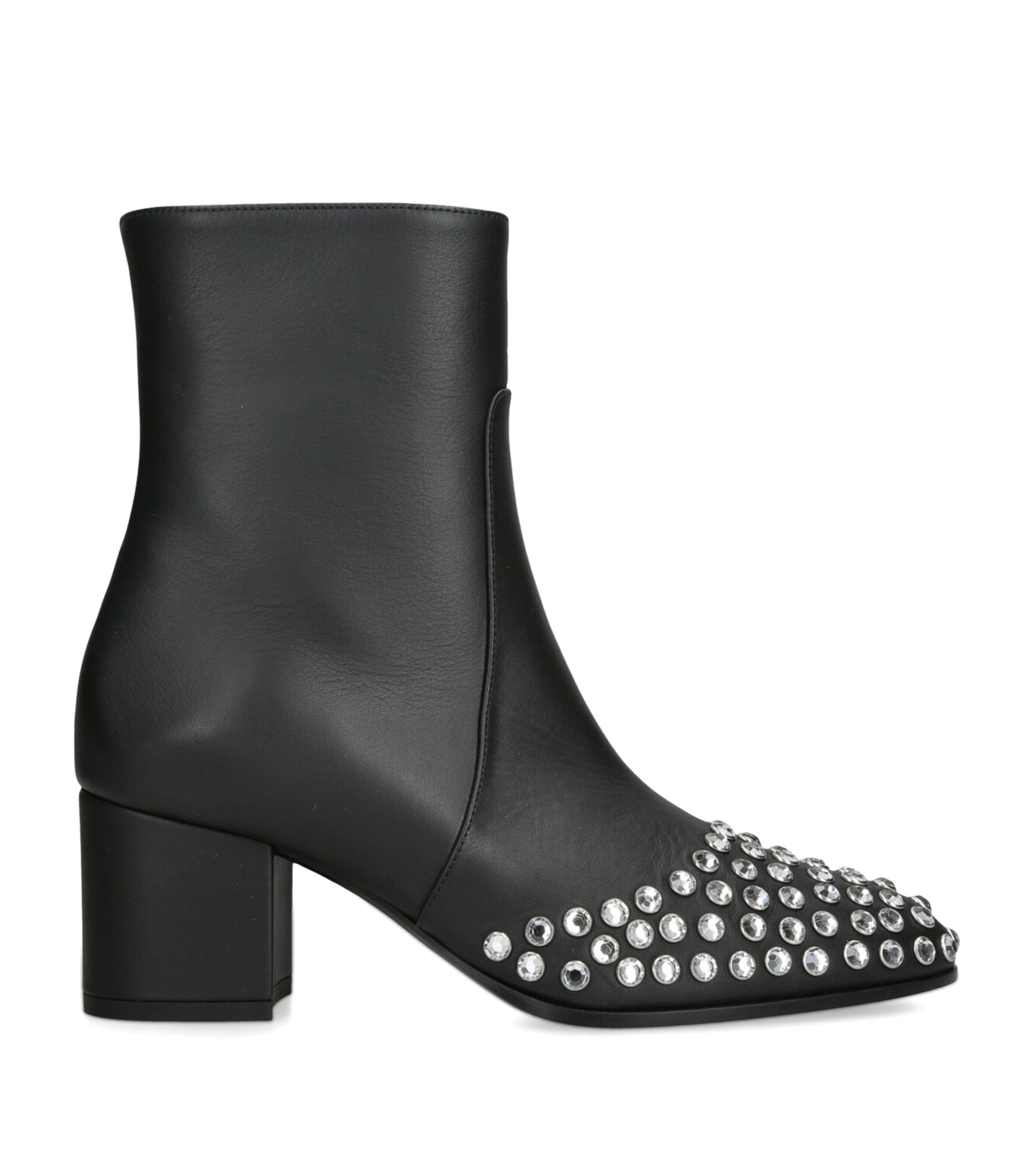 Alaïa Leather Strass Heeled Boots 60 Black/comb Image 1
