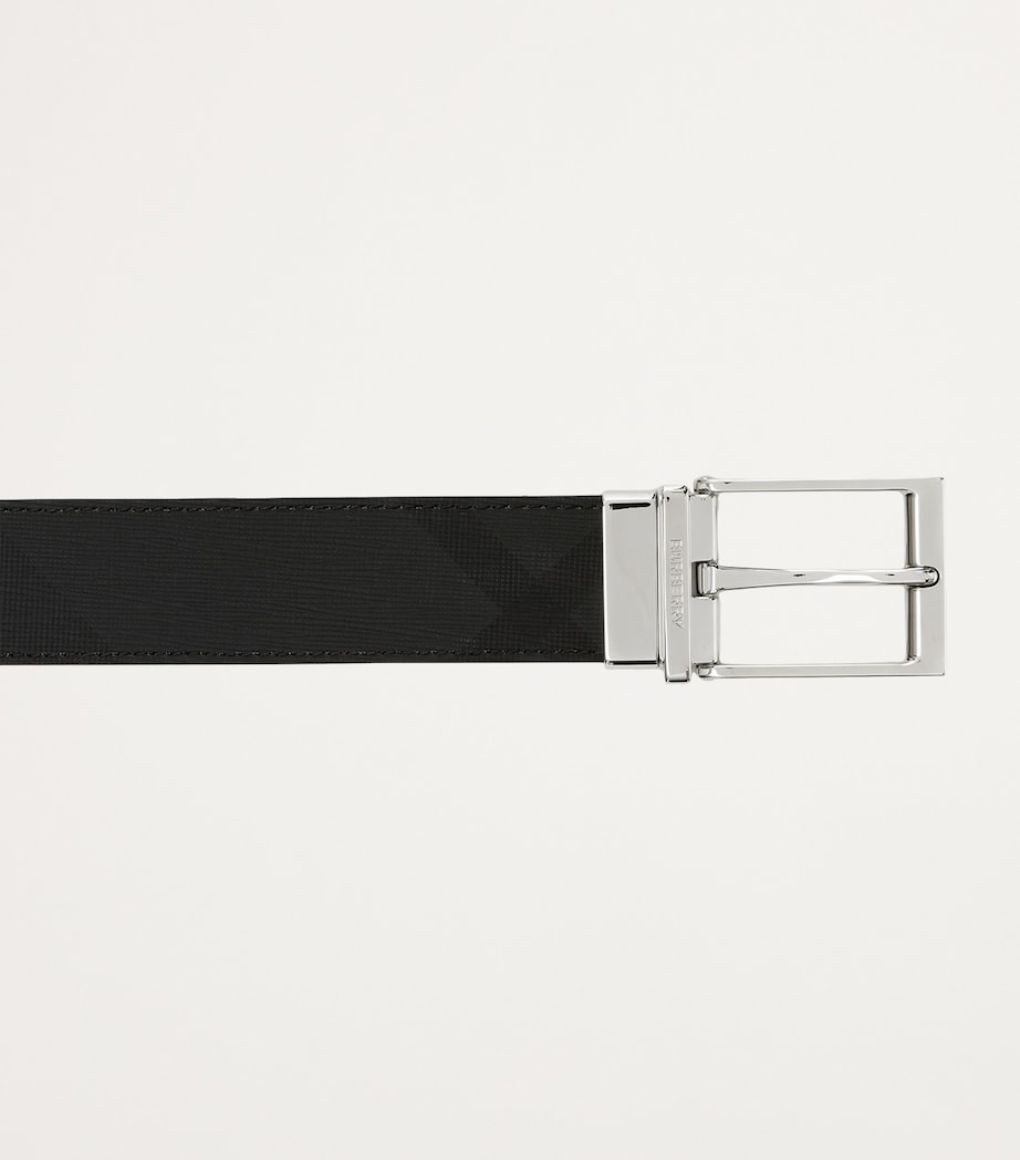 Leather and Check Reversible Belt CHARCOAL/SILVER Image 2