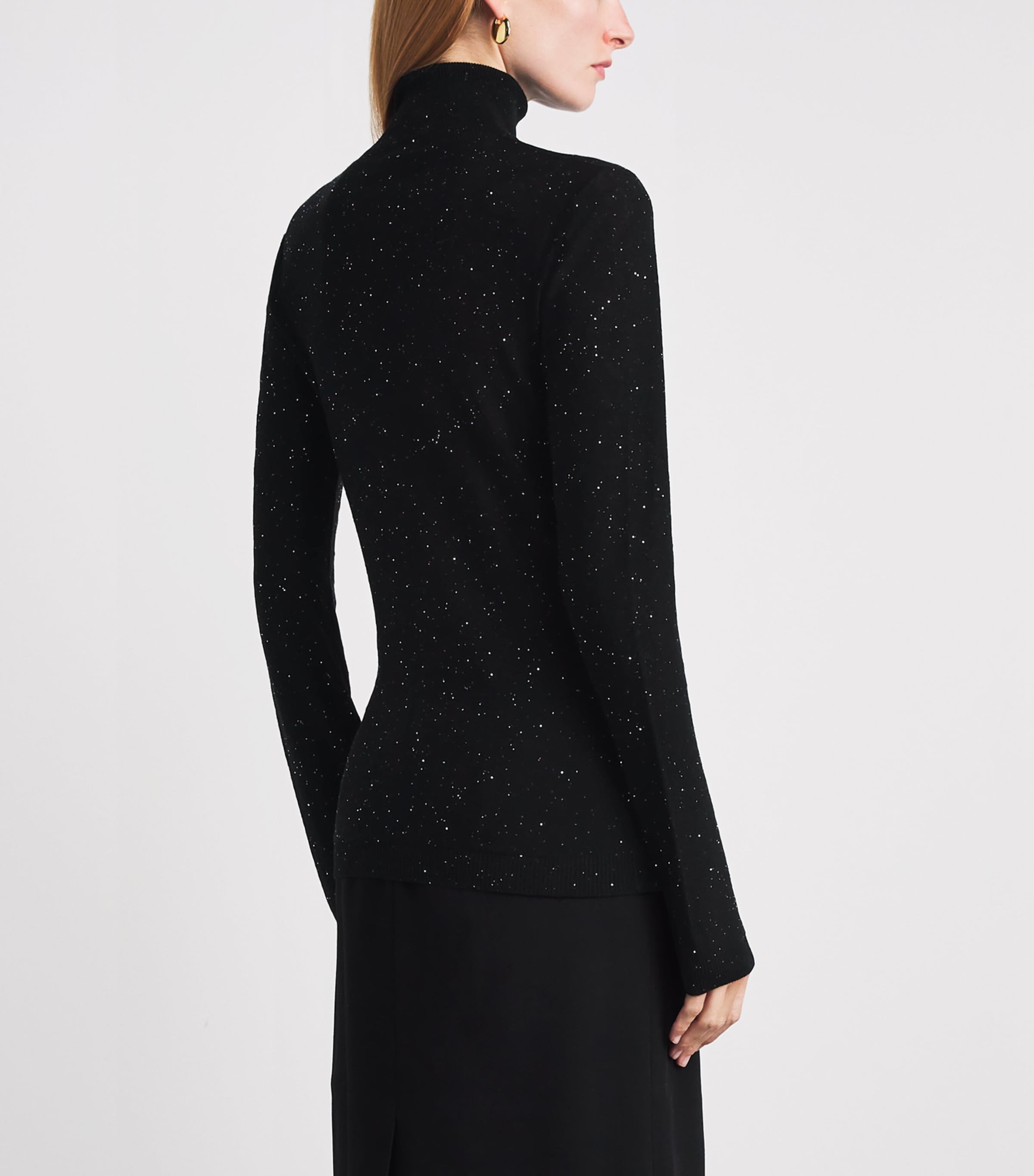 Fabiana Filippi Womens Virgin Wool Embellished Rollneck Sweater Nero Image 5